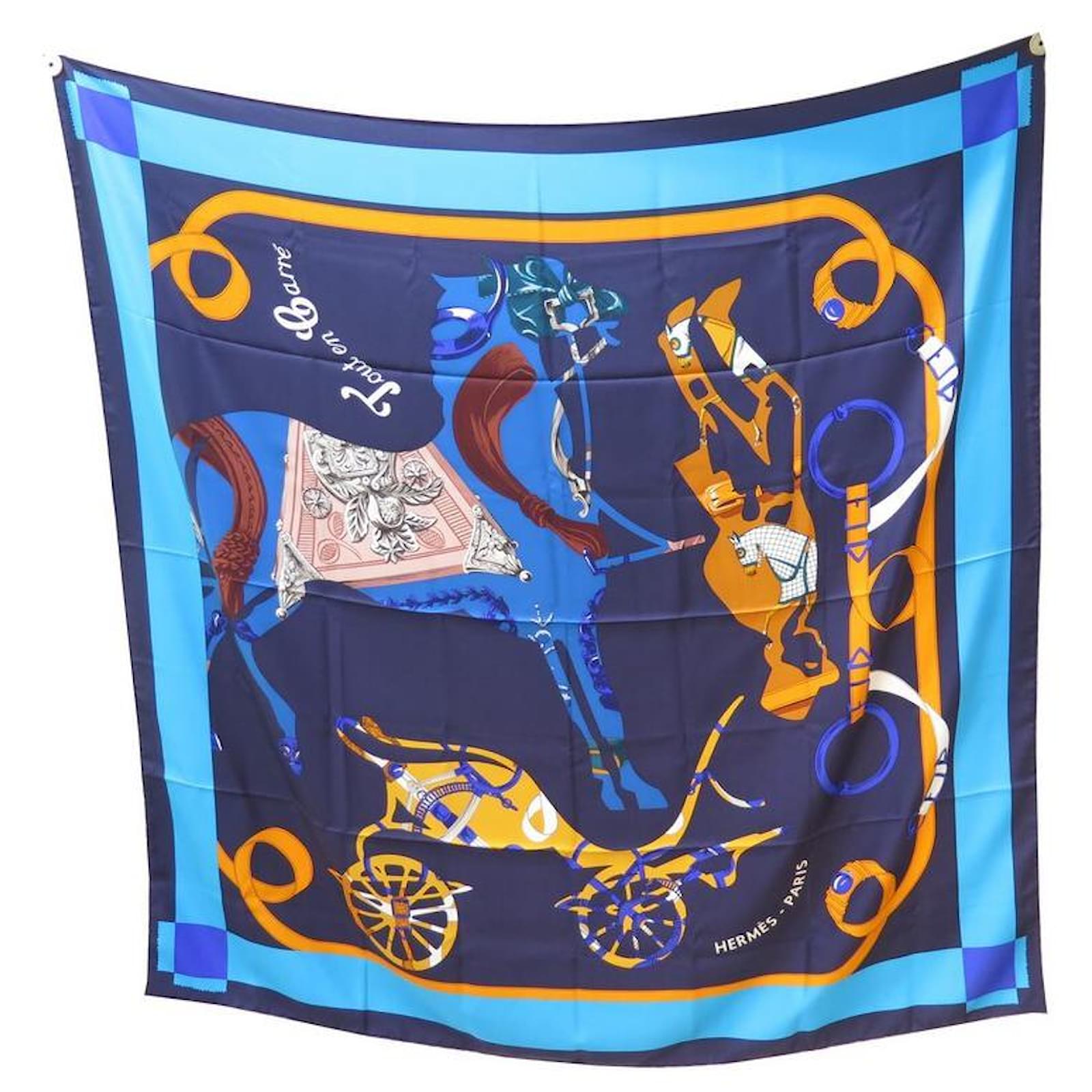 Hermès NEW HERMES SCARF ALL IN SQUARE 140 CM GIANT BLUE SILK BOX