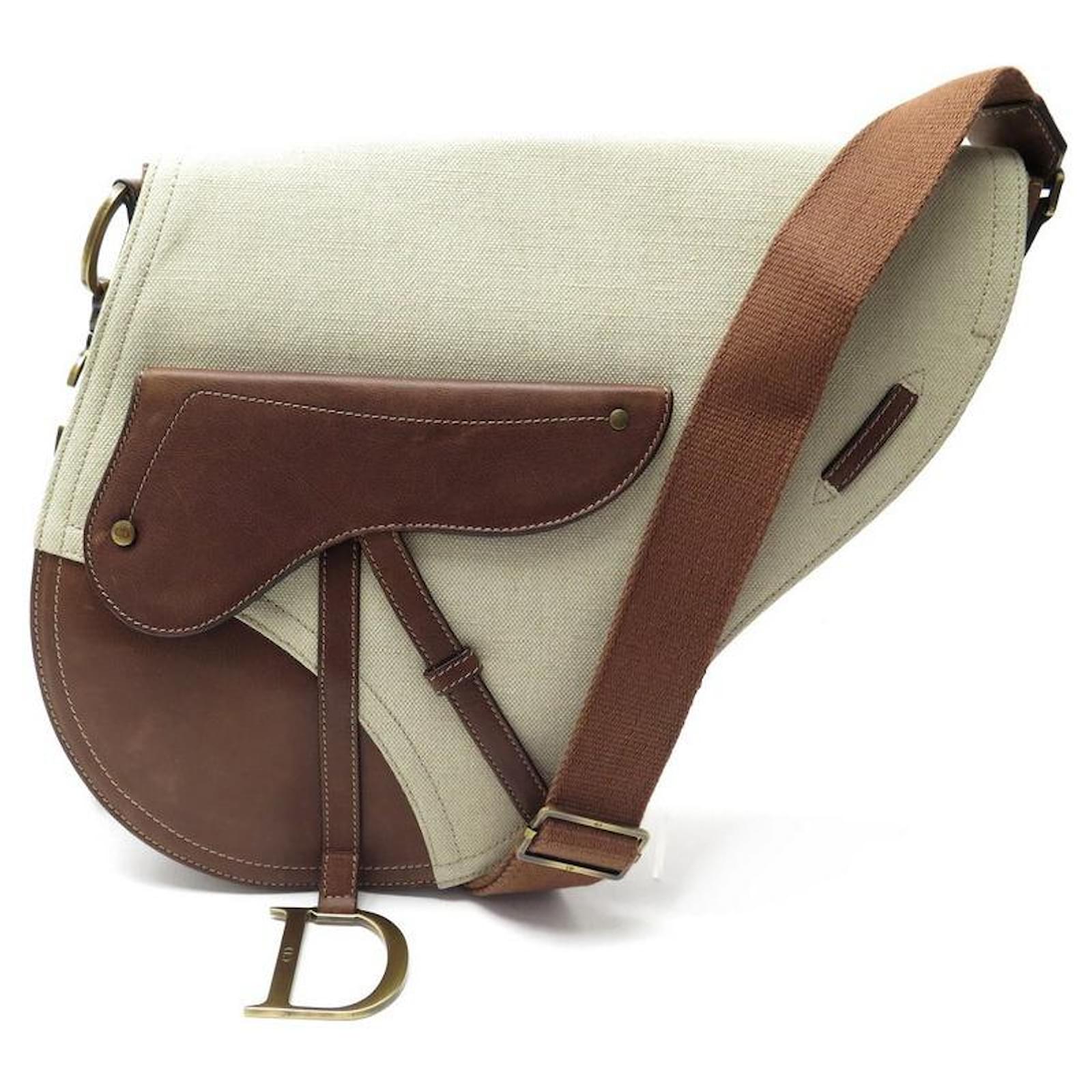 Saddle vintage silk handbag Dior Beige in Silk - 31620489