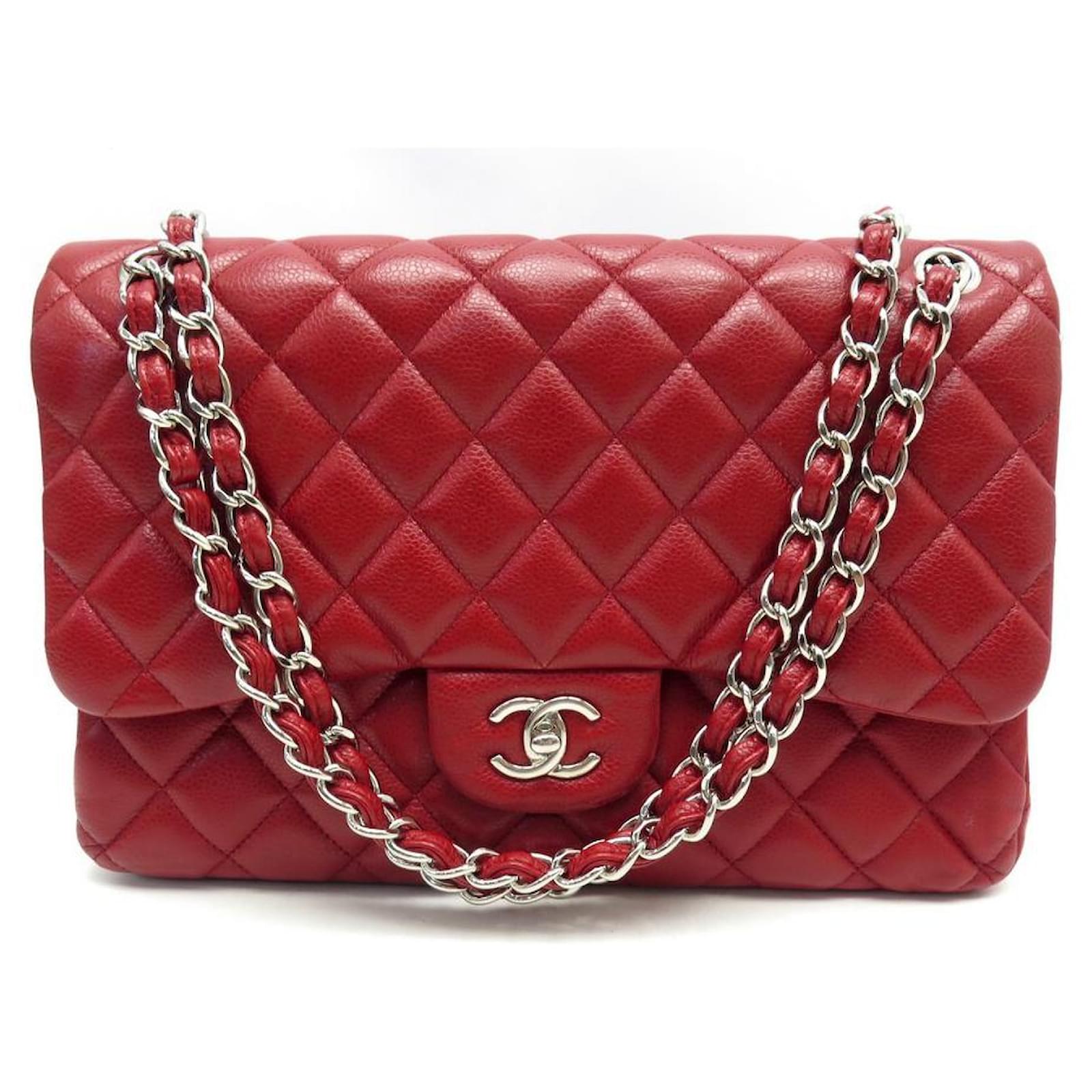 CHANEL CLASSIC TIMELESS JUMBO HANDBAG IN RED QUILTED CAVIAR LEATHER  ref.549819 - Joli Closet