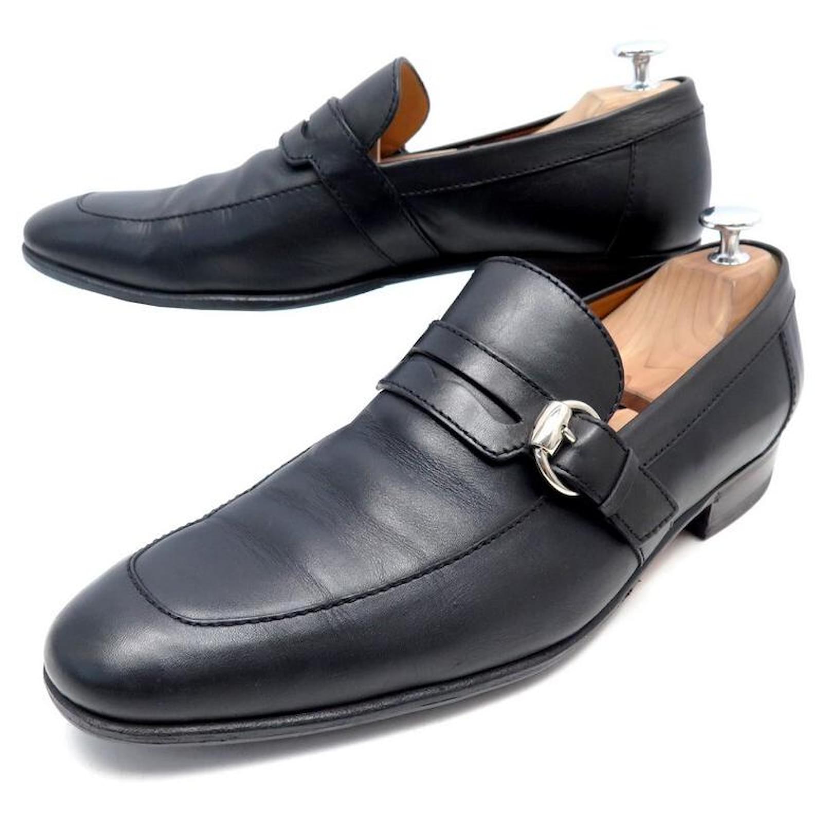 GUCCI SHOES LOAFERS WITH BUCKLE 181812 Black Leather 41E LEATHER SHOES  ref.549825 - Joli Closet