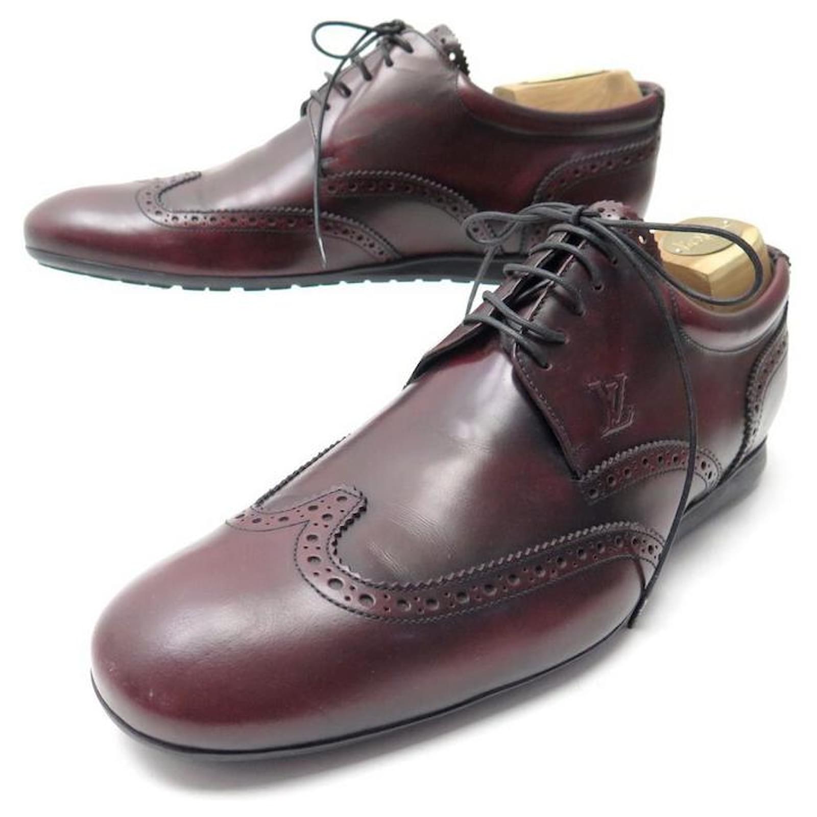 LOUIS VUITTON DERBY GRAMERCY SHOES 8 42 BURGUNDY LEATHER SHOES