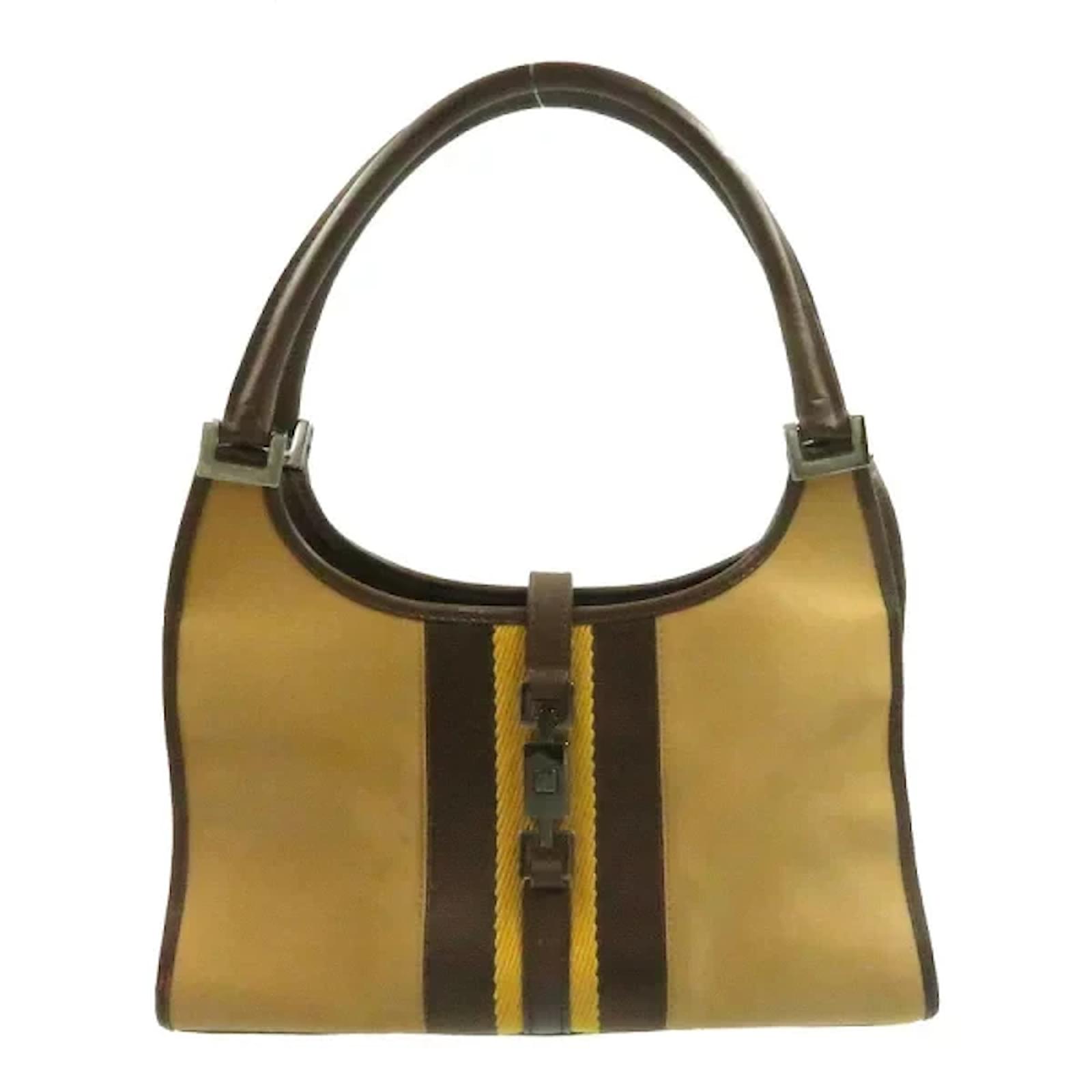 Gucci Handbags Brown Beige Yellow Leather ref.550531 Joli Closet