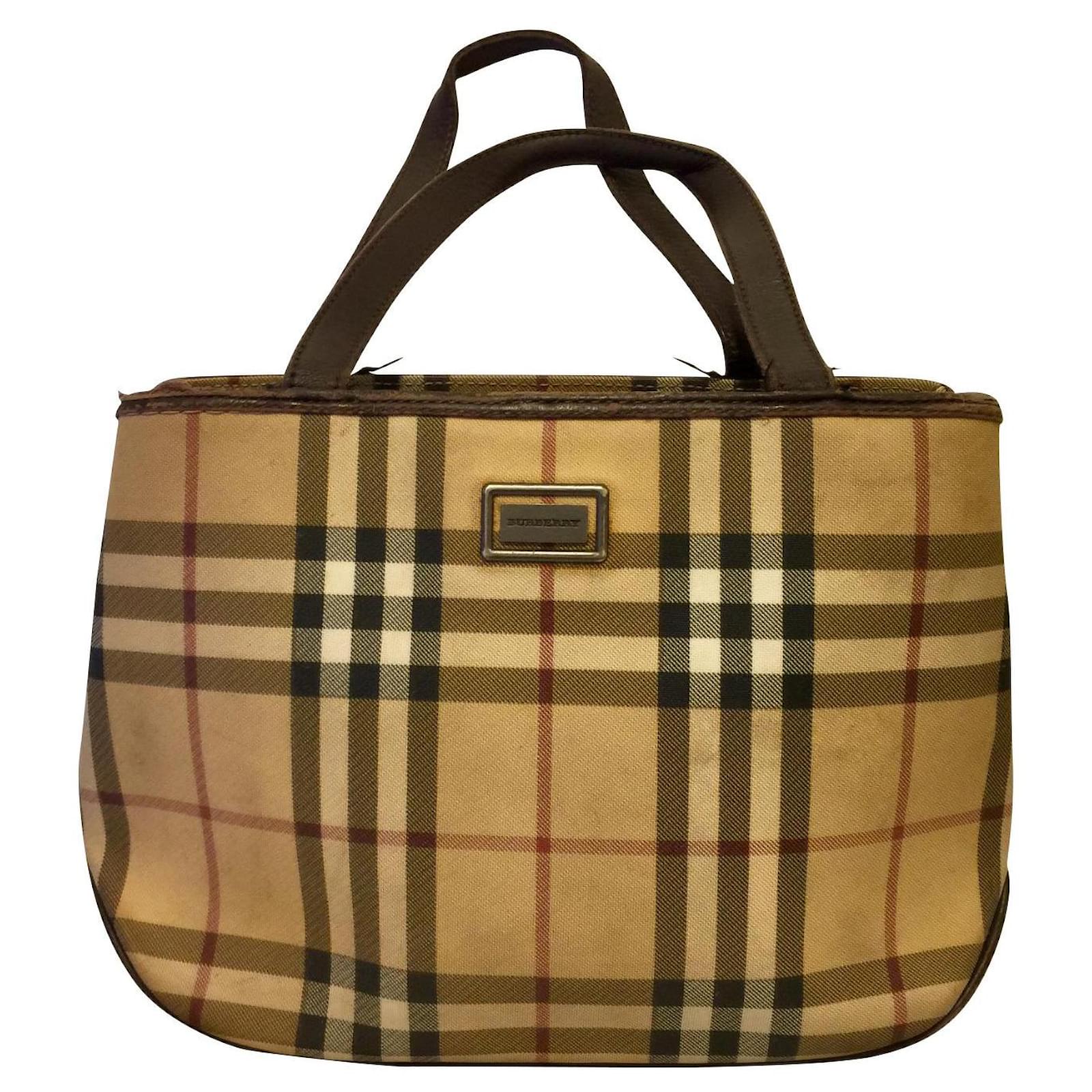 Burberry Vintage Nova Check handbag with 3 compartments Brown Multiple  colors Beige Leather Cloth ref.550613 - Joli Closet