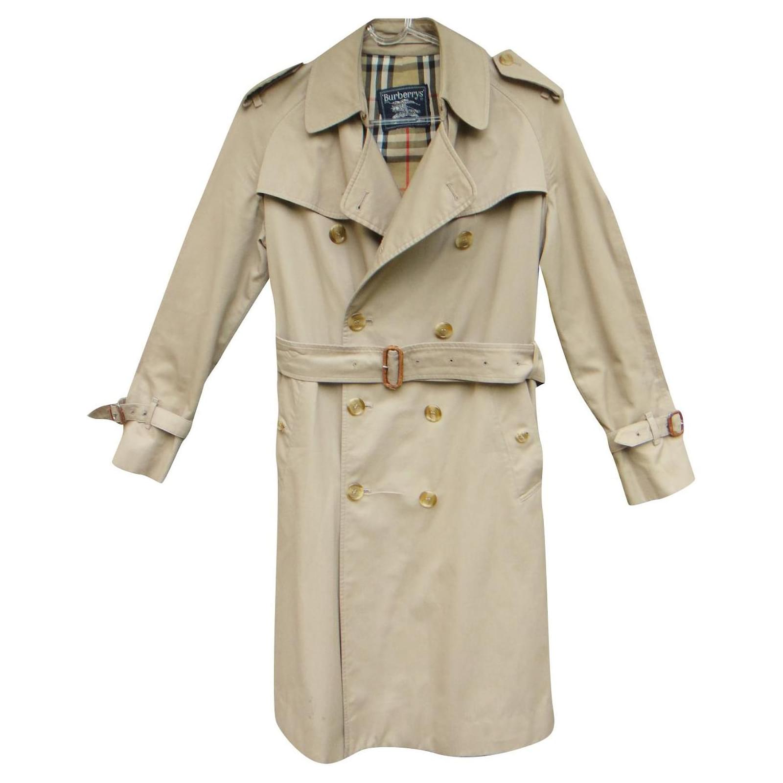 womens Burberry vintage t trench coat 36 Beige Cotton Polyester ref ...