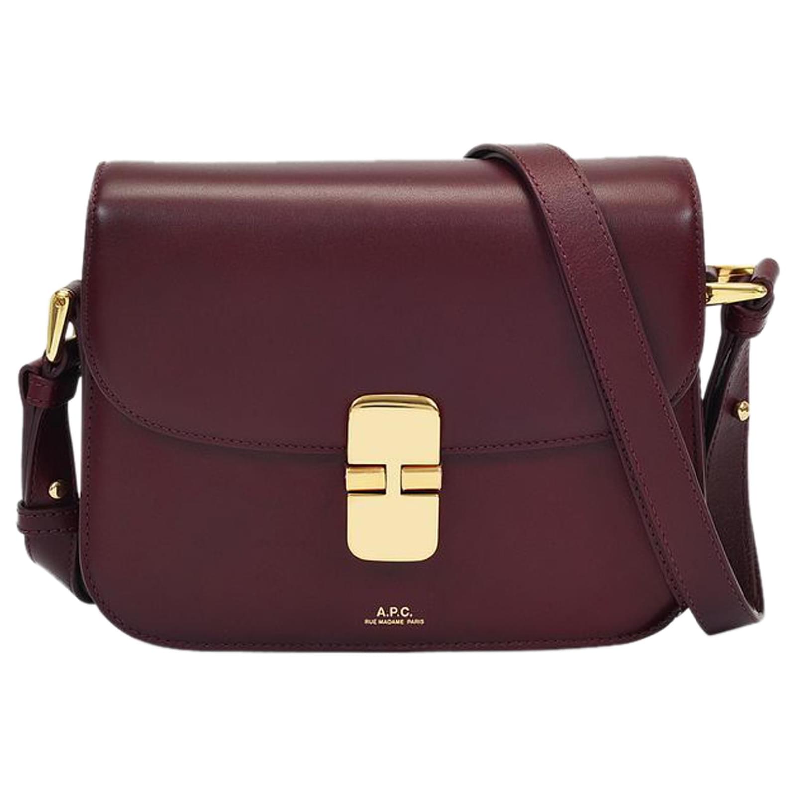 Apc Grace Small Bag in Burgundy Leather Red Dark red ref.551485 - Joli ...