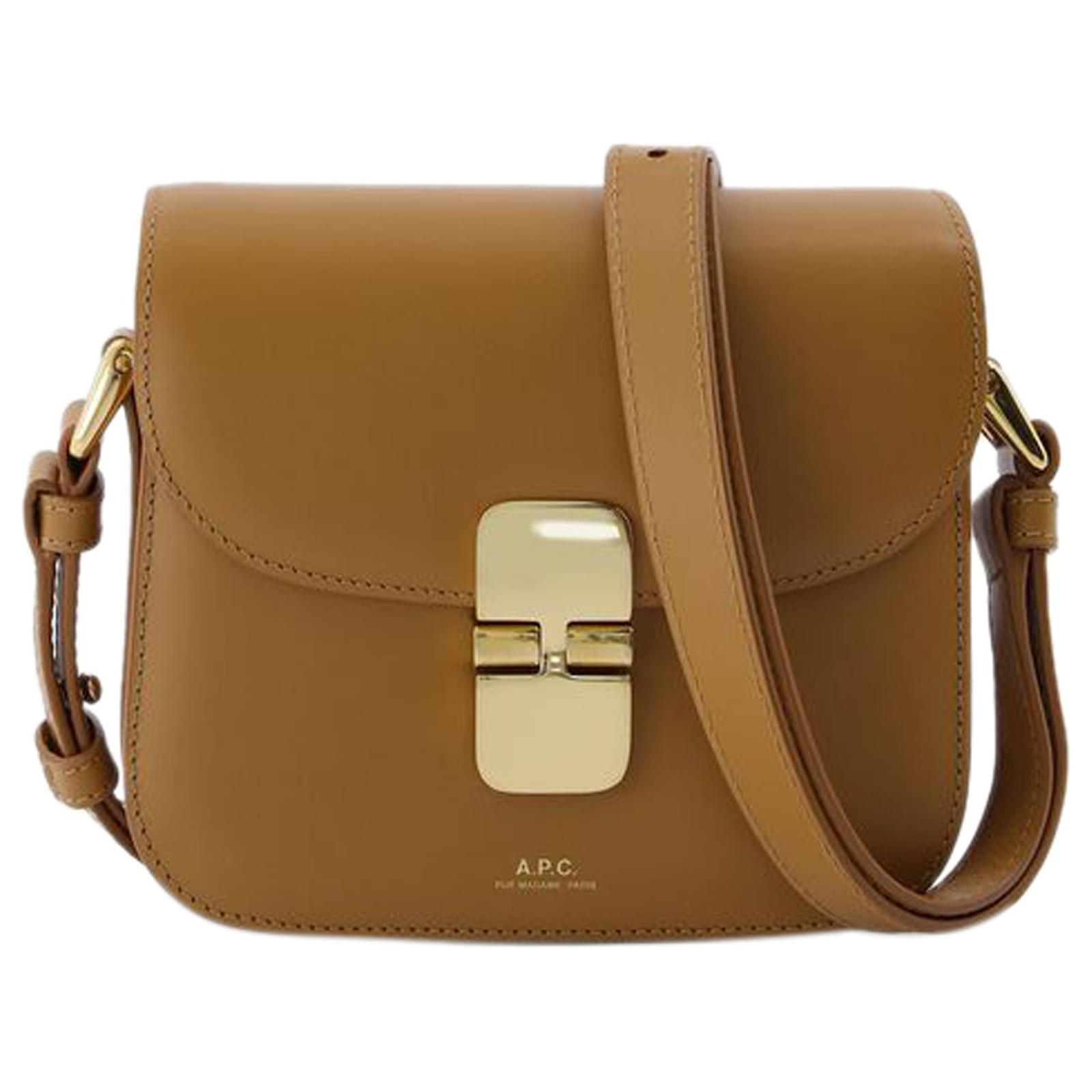 Grace Mini Leather Shoulder Bag in Brown - A P C