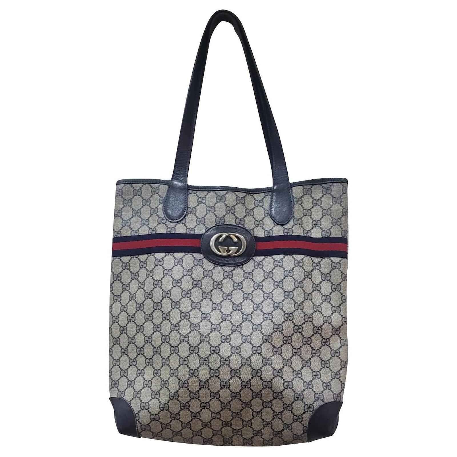 Gucci vintage bag Shopper tote bag monogram Multiple colors Leather Cloth   - Joli Closet