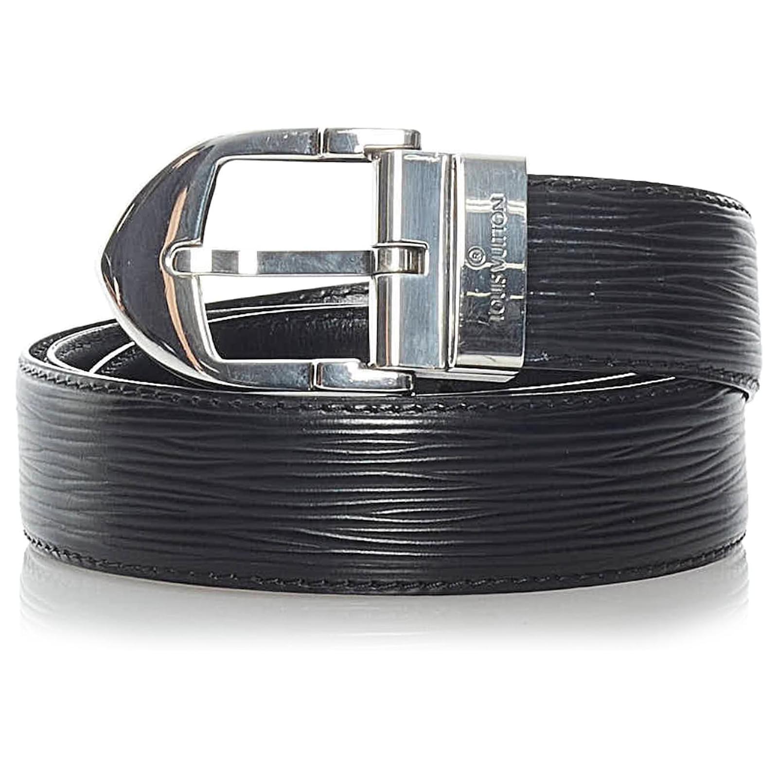 Louis Vuitton Black Epi Ceinture Belt Silvery Leather Metal ref.551676 -  Joli Closet