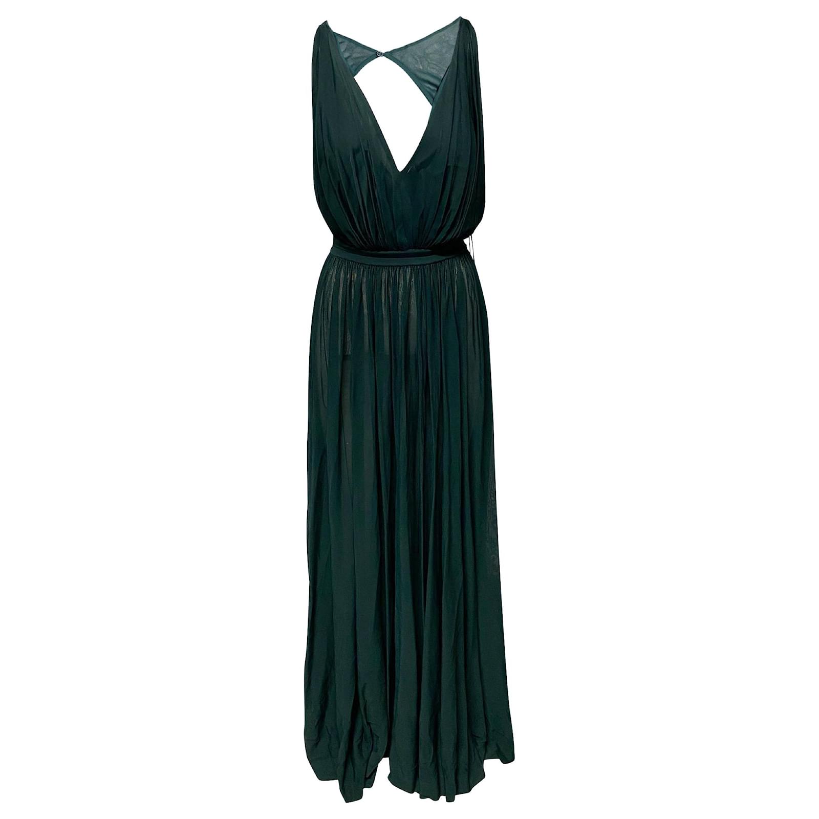 Alaa Alaia Gathered Gown in Green Tulle Silk ref.JC553367 (Sold) - Joli Closet Alaa Alaia Gathered Gown in Green Tulle Silk ref.JC553367 (Sold) - Joli Closet