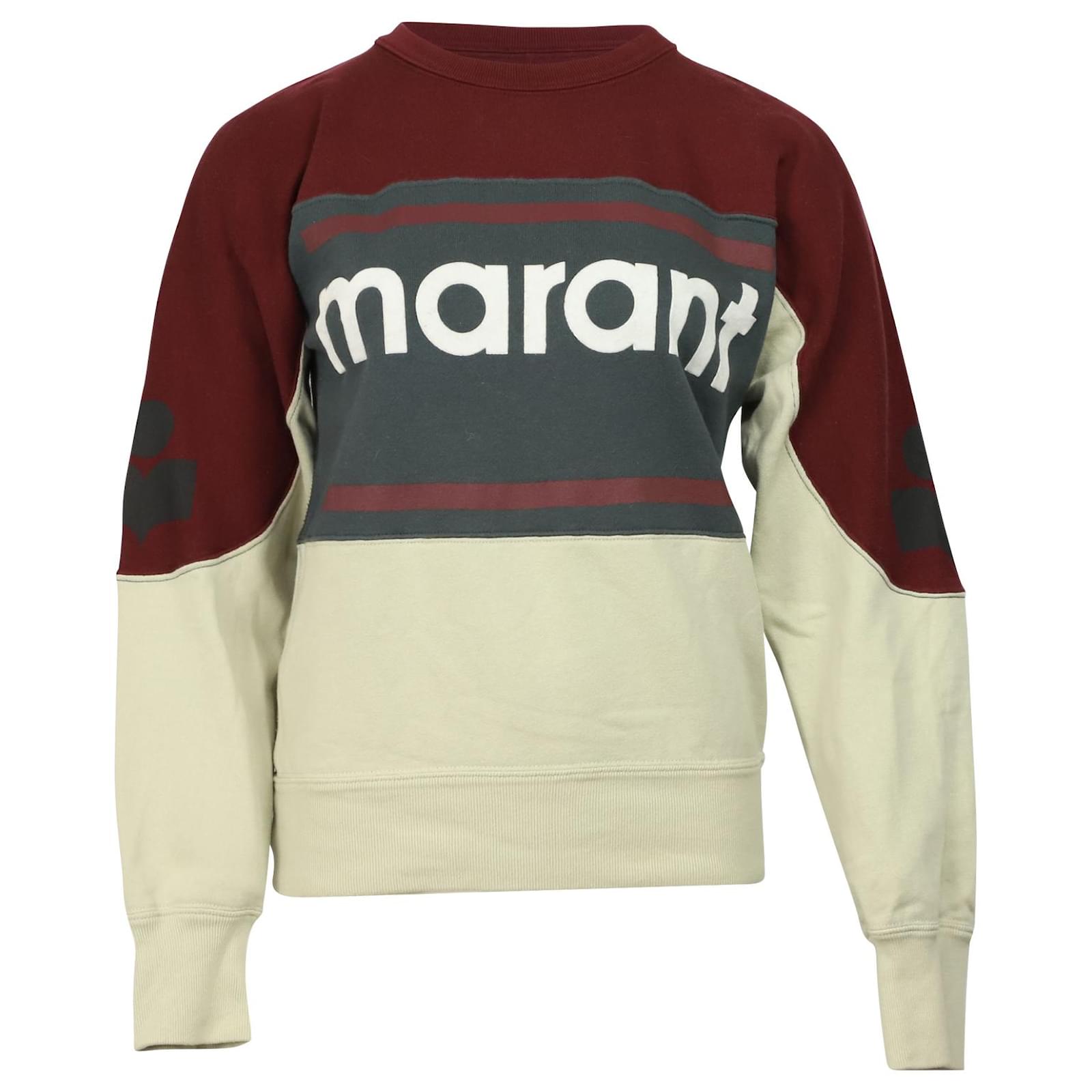 Marant Etoile Isabel Marant Flocked Fleece Sweatshirt in Burgundy Cotton Dark red ref.553476 Joli Closet