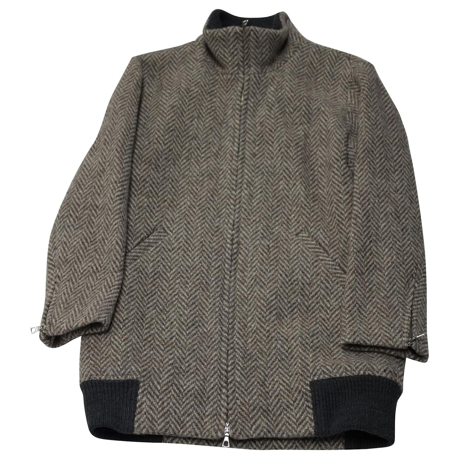 Apc a.P.C. Herringbone Coat in Grey Wool ref.553595 - Joli Closet