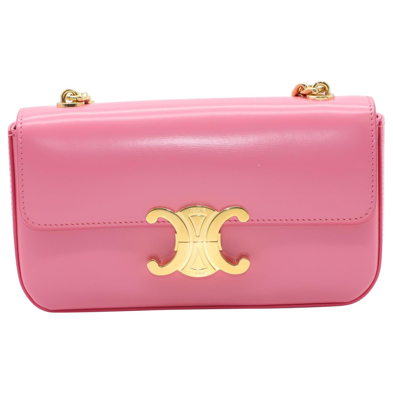 CELINE Pink Suede Logo All Over Shoulder Bag - The Purse Ladies