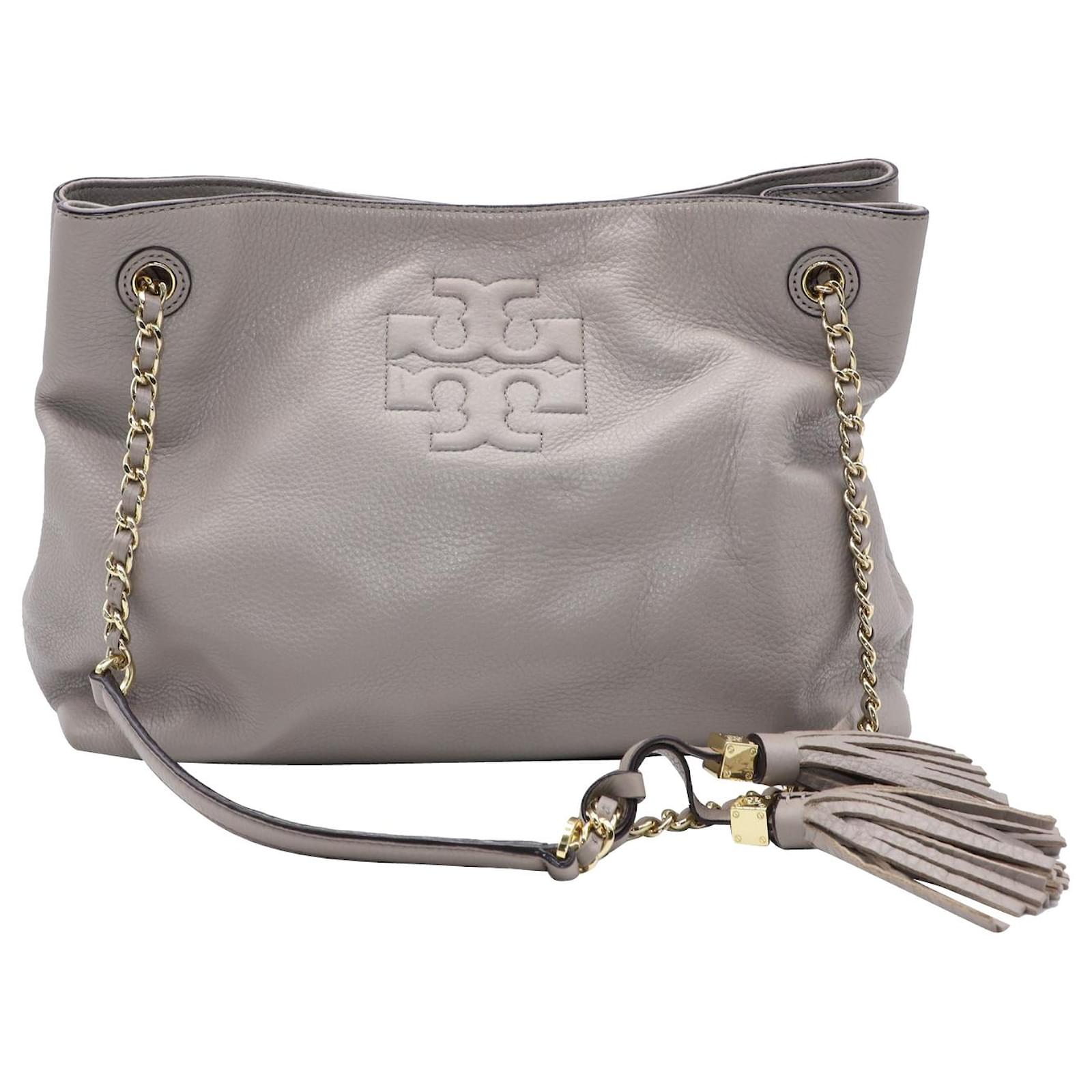 Tory Burch Silver Thea Chain Leather Crossbody Bag