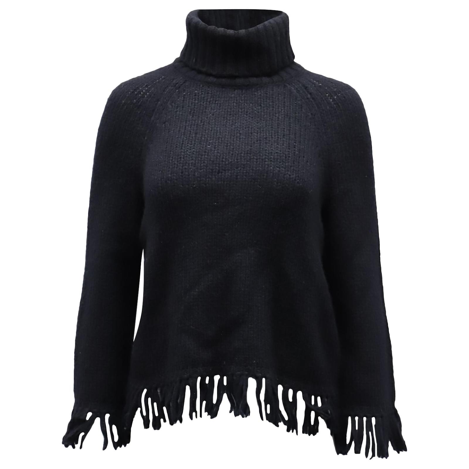 Tory Burch Jennifer Turtleneck Sweater in Black Wool  - Joli  Closet