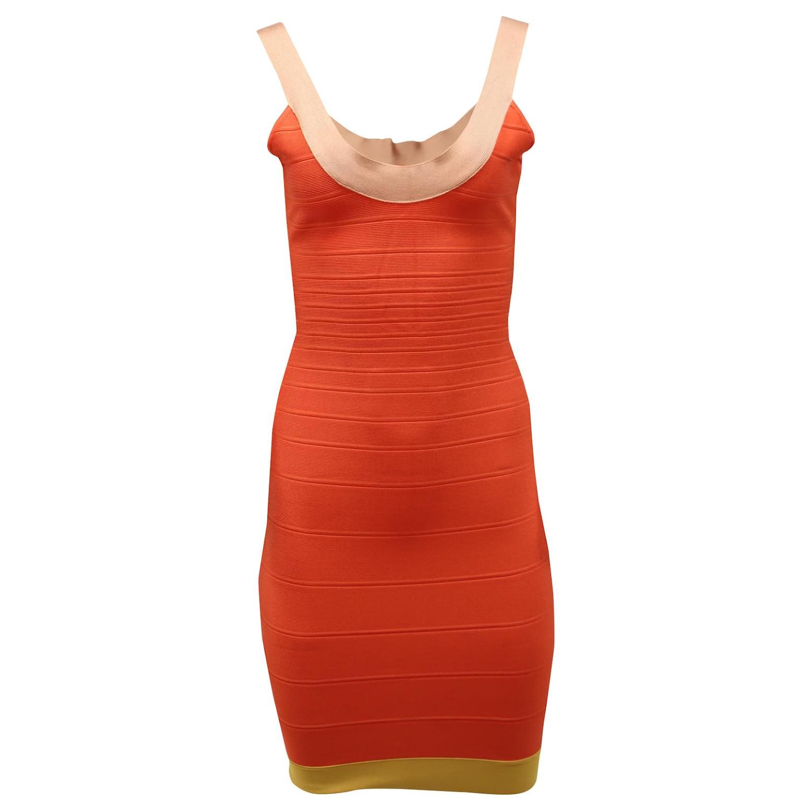 Mini vestido Herve Leger Tasha Bandage en rayón naranja Rayo Fibra de  celulosa  - Joli Closet