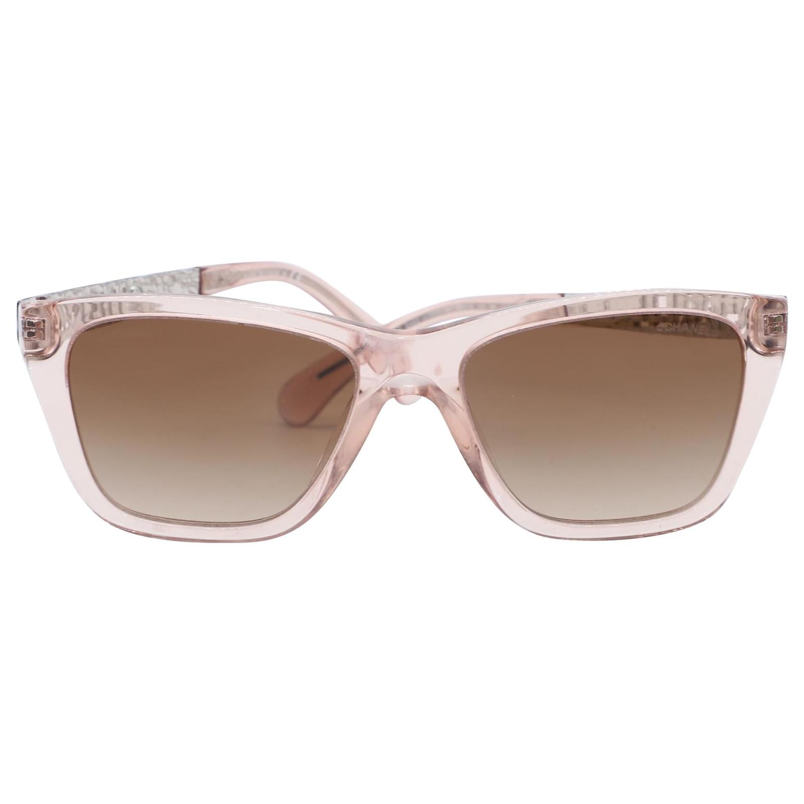 Chanel Rectangle Sunglasses in Pink Acetate  - Joli Closet