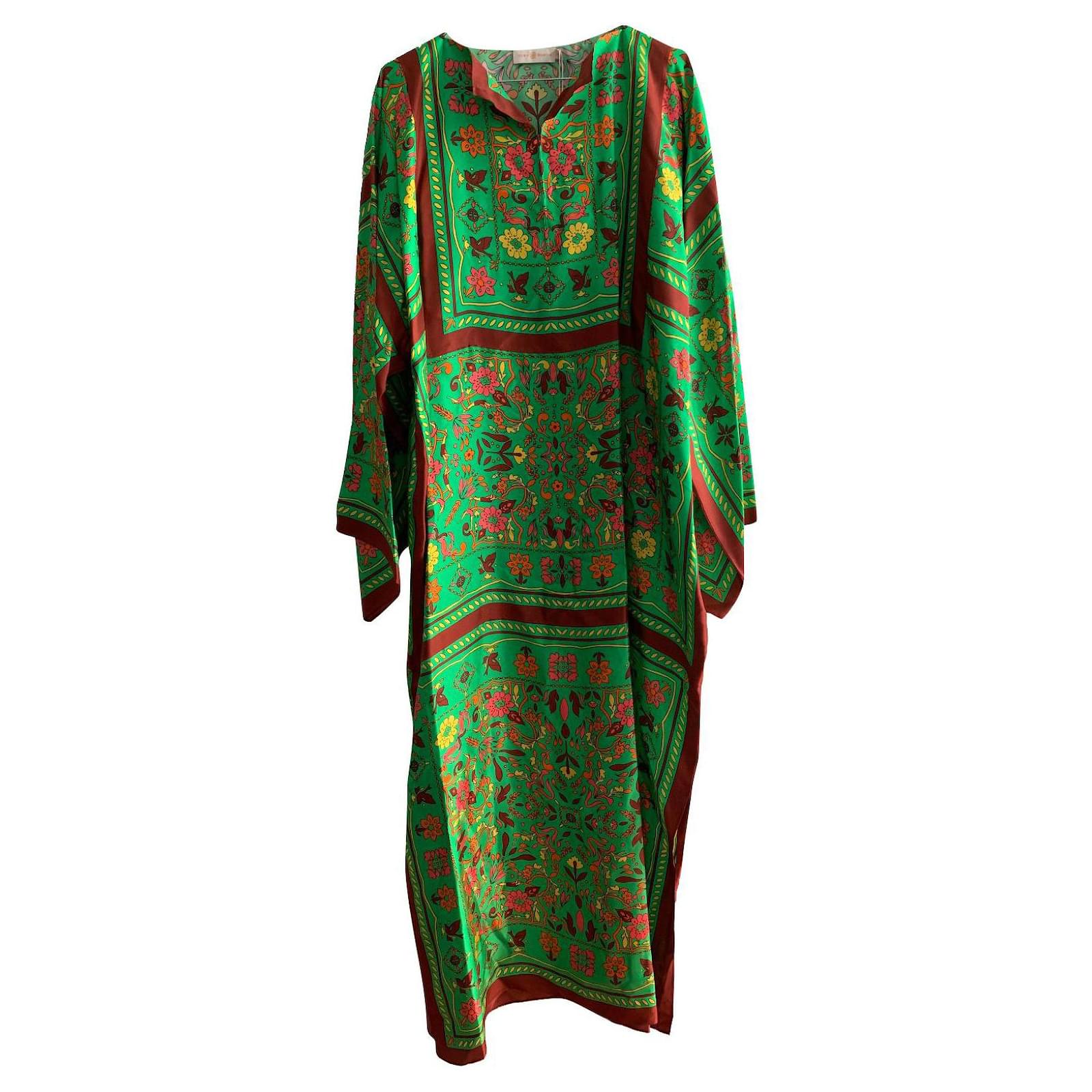 Tory Burch Printed silk caftan dress Green  - Joli Closet