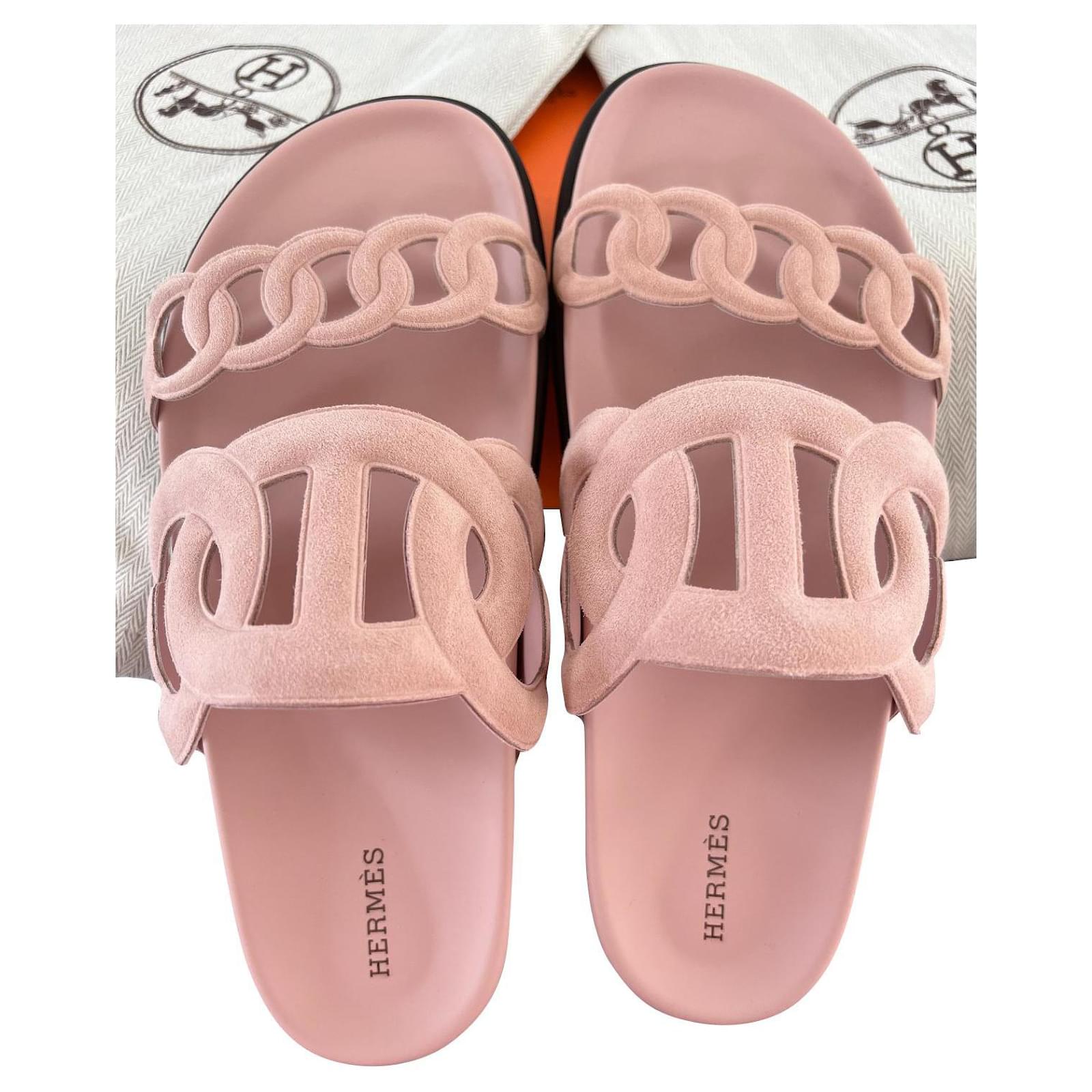 Hermès Extra Sandals Pink Suede ref.554353 - Joli Closet