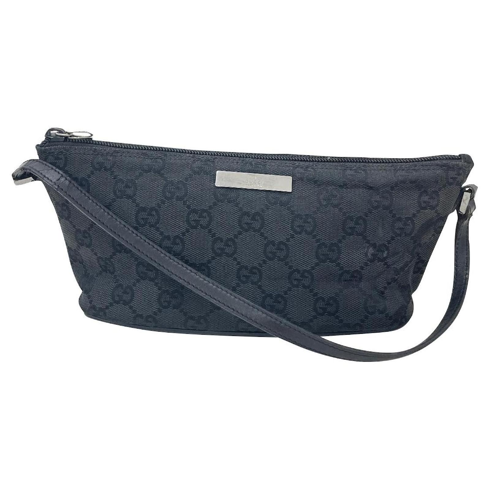 Gucci Handbag Grey Black GG Monogram Pochette Mini Shoulder Bag