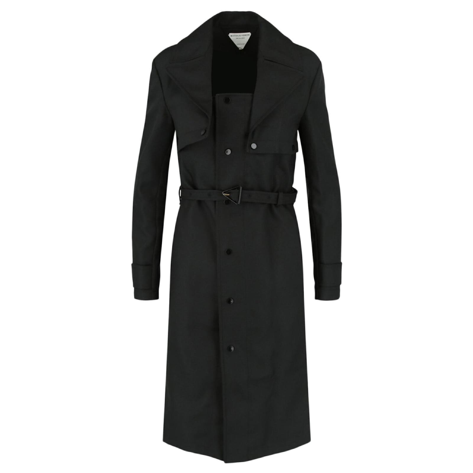 Bottega Veneta Robe trench en sergé Polyester Noir ref.556124 - Joli Closet