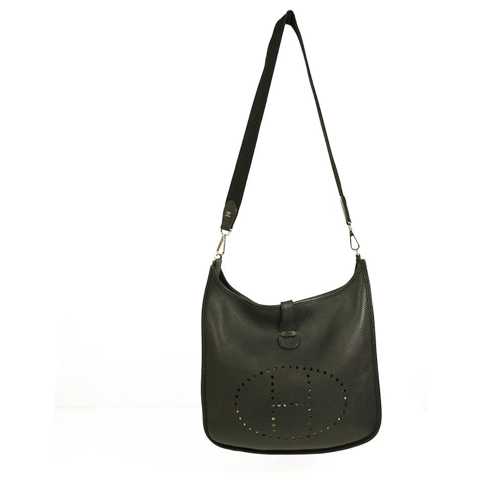 Hermes Evelyne Bag Clemence Leather Palladium Hardware In Black