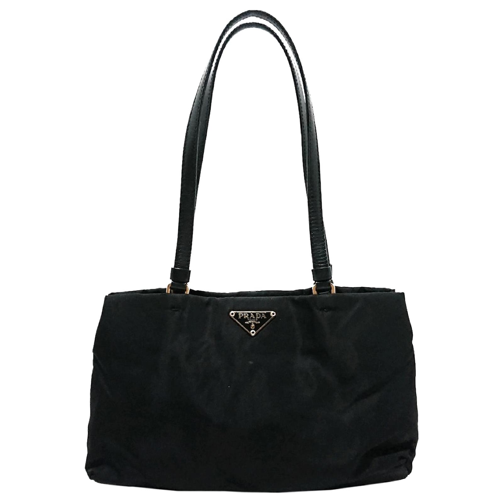 Prada Black Tessuto Shoulder Bag Leather Pony-style calfskin Nylon