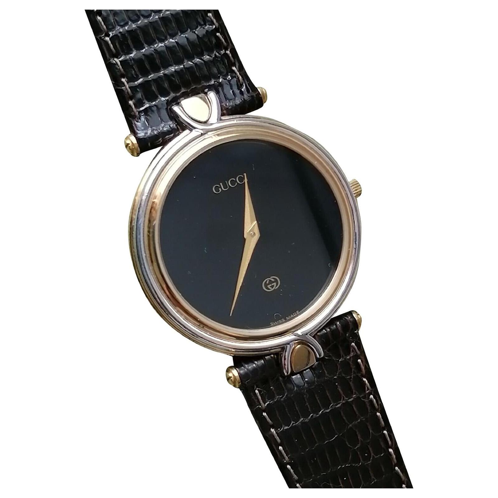colorante política En todo el mundo reloj original gucci 4500 M señora/hombre reloj de pulsera vintage Negro  Cuero Acero ref.558741 - Joli Closet
