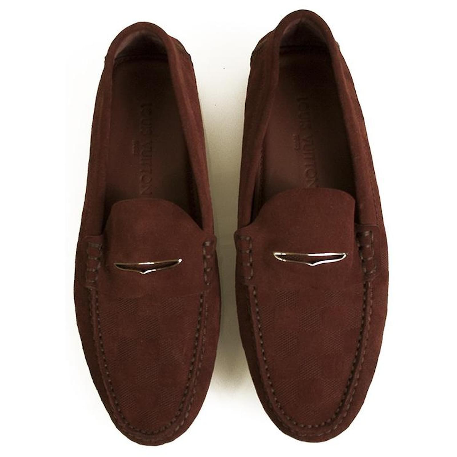 Louis Vuitton Men's Brown Suede Damier Shade Car Shoe Loafer