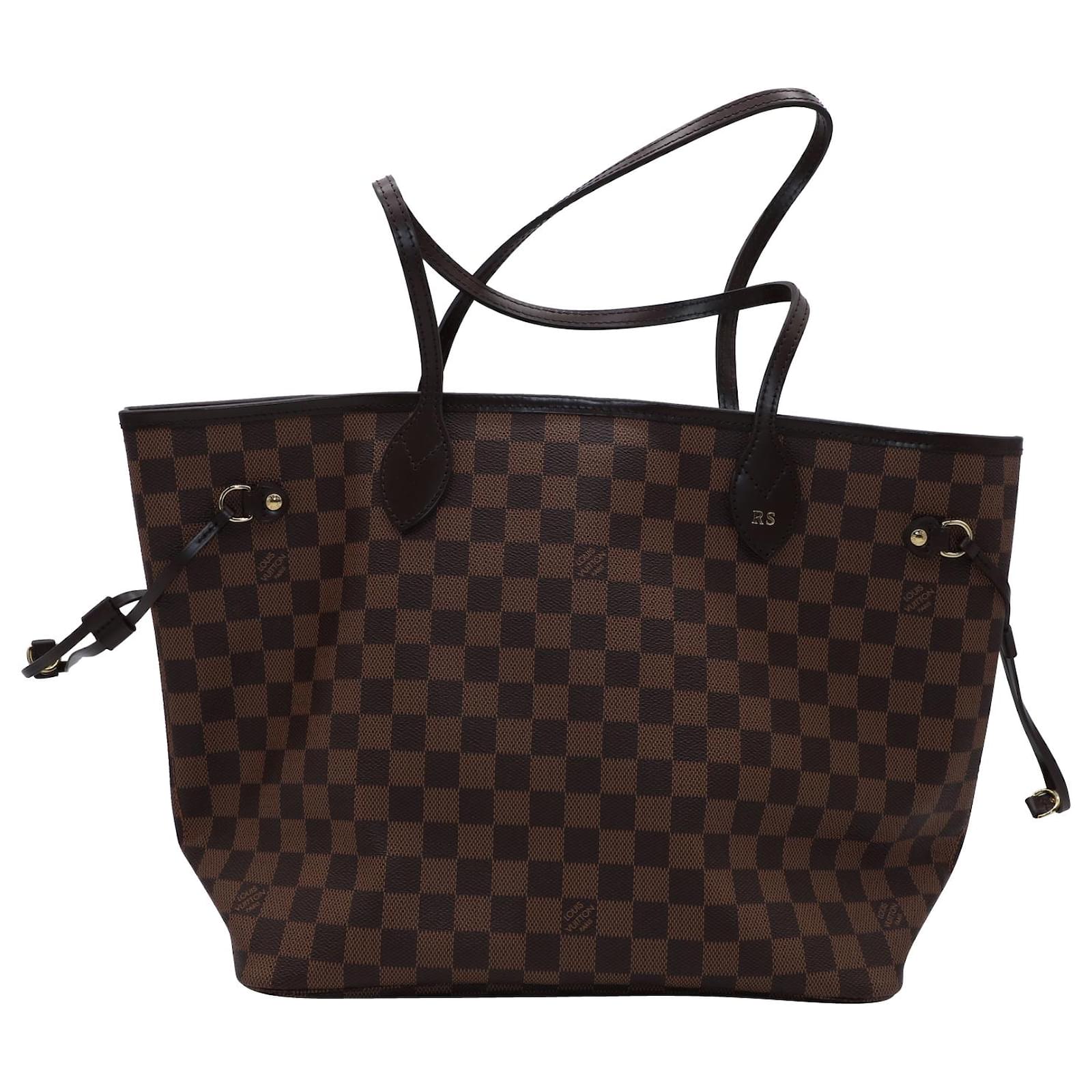 Louis Vuitton Damier Ebene Neverfull MM Tote Bag in Brown Leather  ref.560373 - Joli Closet