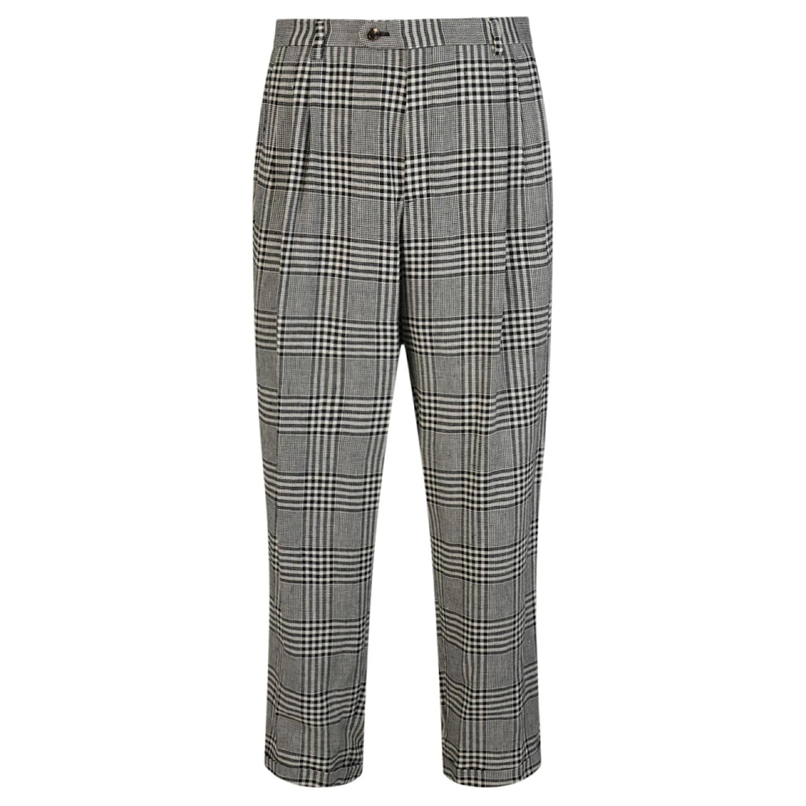 GUCCI Wide leg trousers with linen in gray/ black