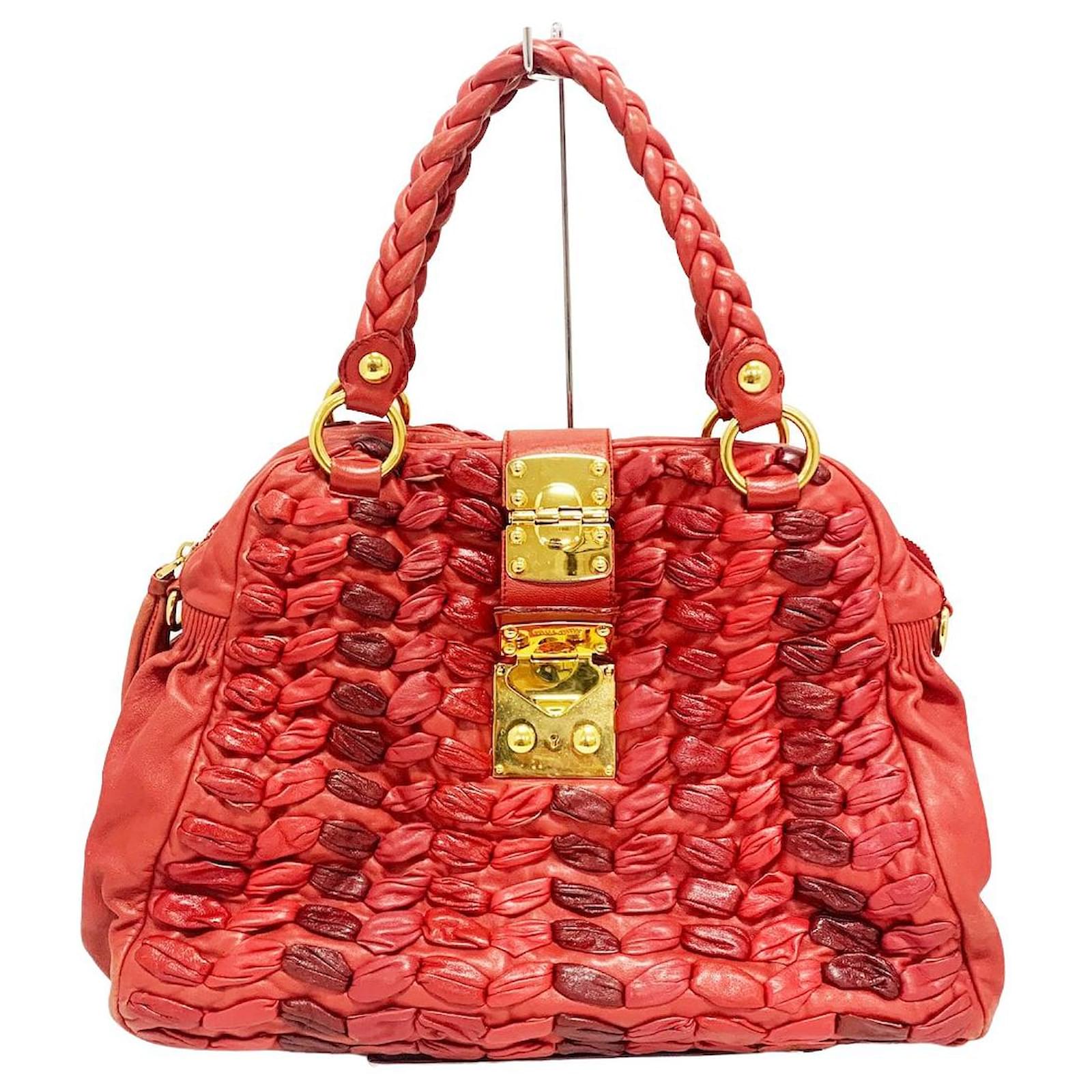 Miu Miu Red Leather Large Zippered Star Bag Charm