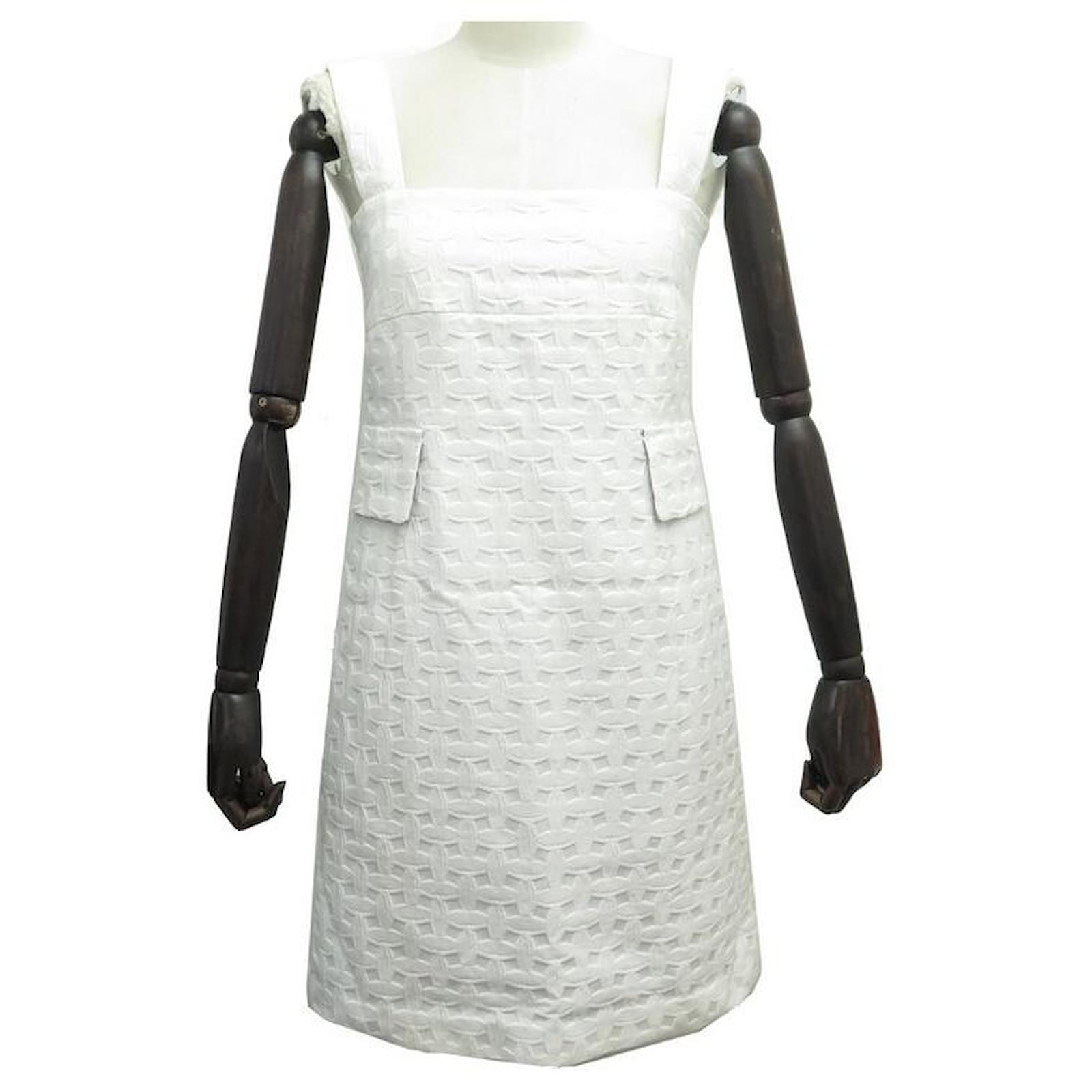 Louis Vuitton White Zip Front Cotton Dress XS 36 at 1stDibs