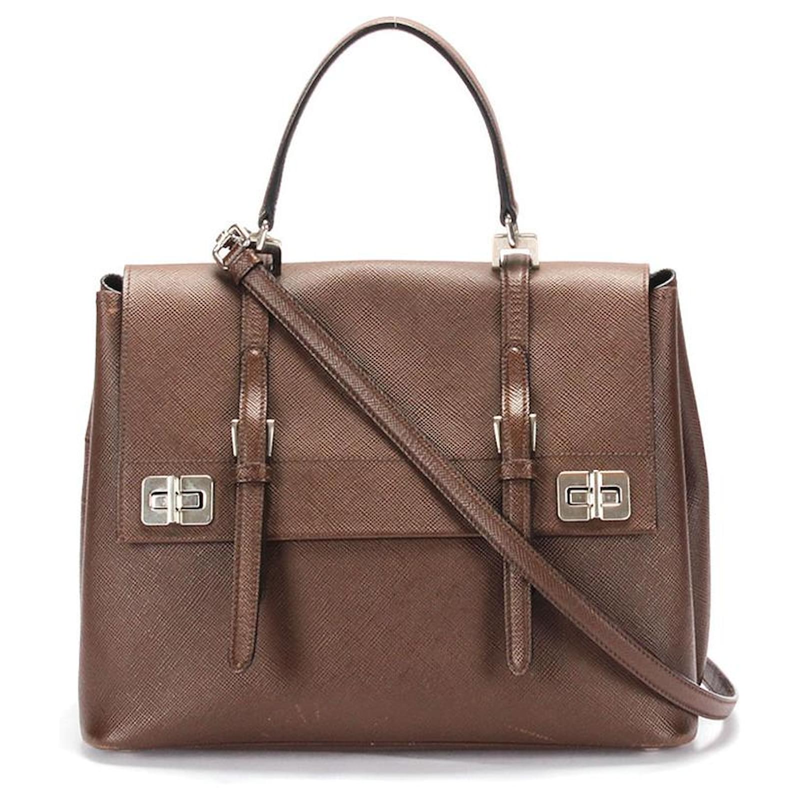 Prada, Bags, Prada Brown Suede Double Handbag