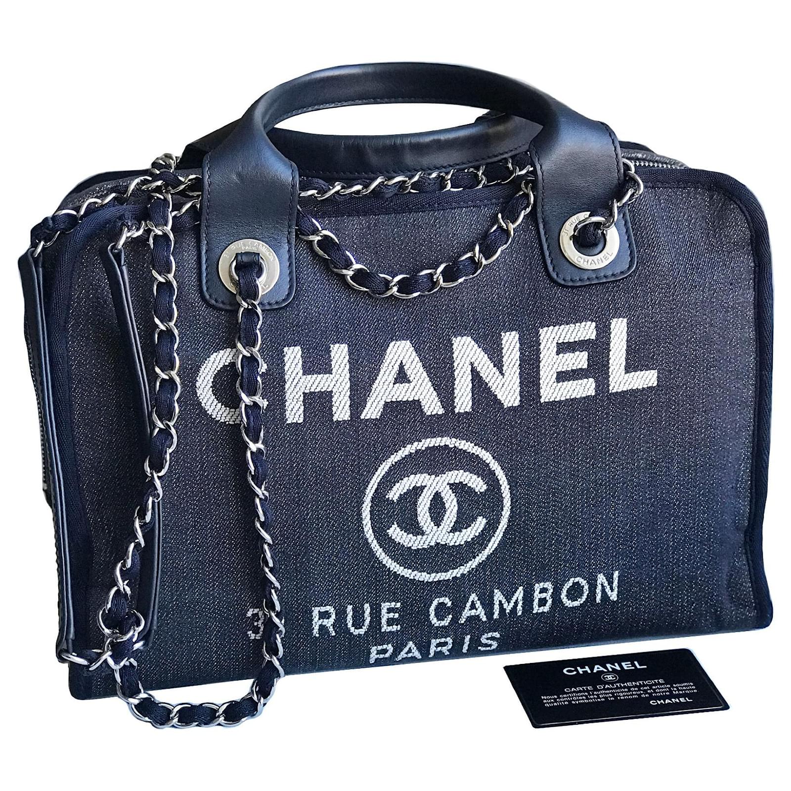 Chanel - Authenticated Deauville Handbag - Denim - Jeans Blue for Women, Very Good Condition