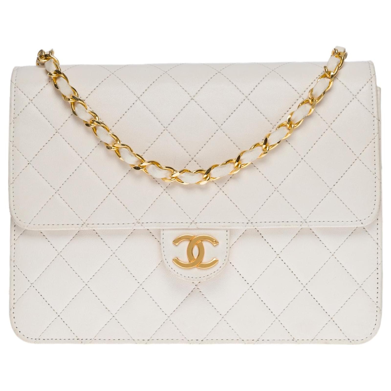 Chanel White Quilted Lambskin Mini Flap Bag Gold Hardware, 2022