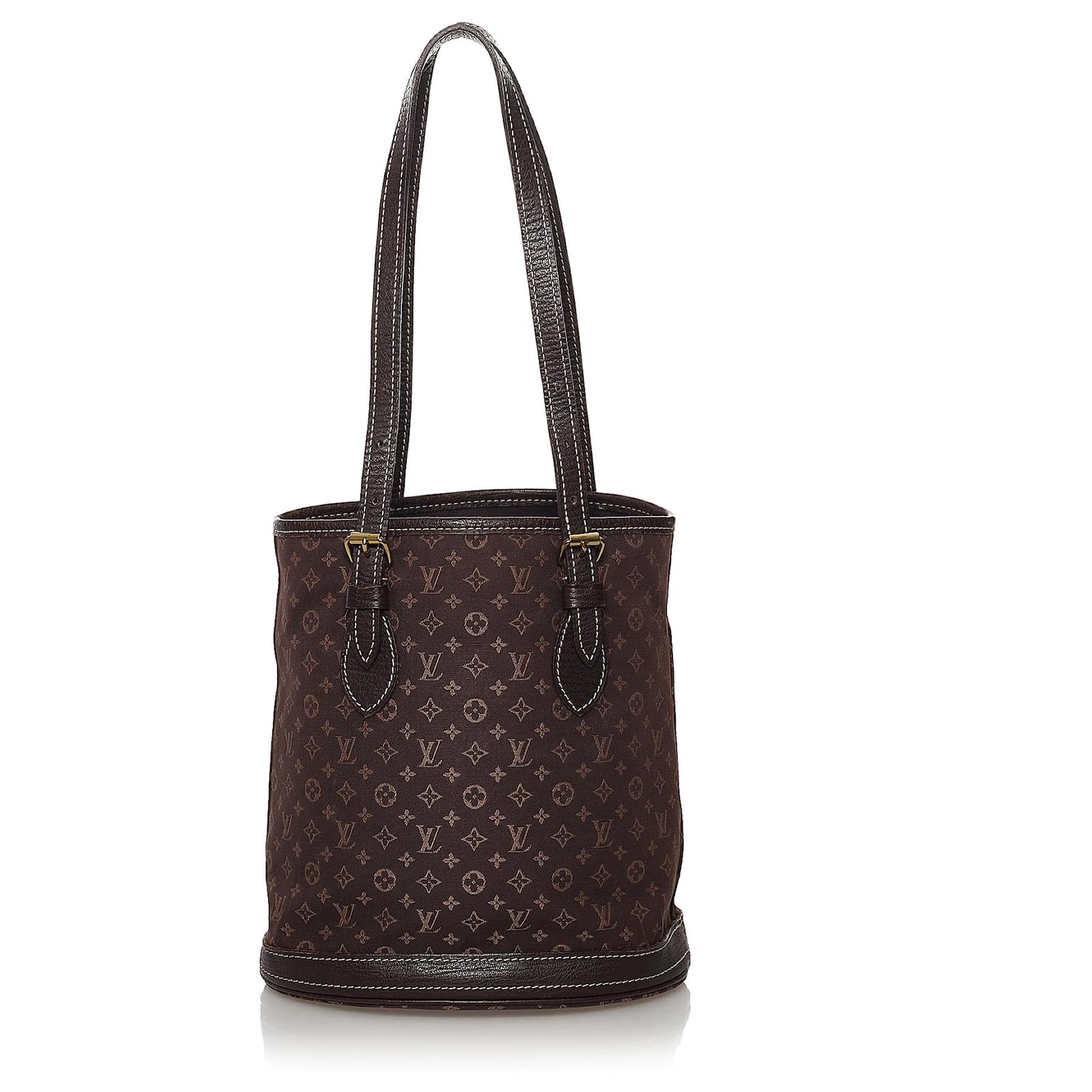 LOUIS VUITTON Monogram Mini Lin Bucket PM Shoulder Bag Brown