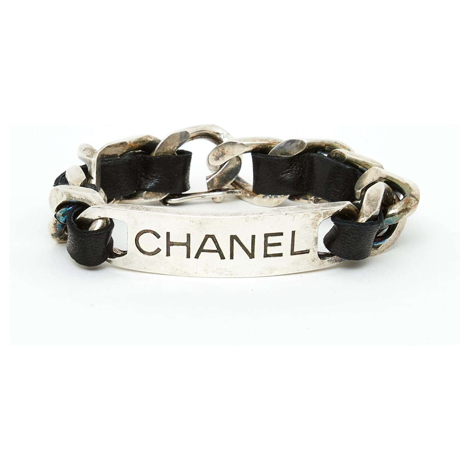 Chanel MAXI DE CADENA Negro Plata Metal ref.564069 Joli Closet