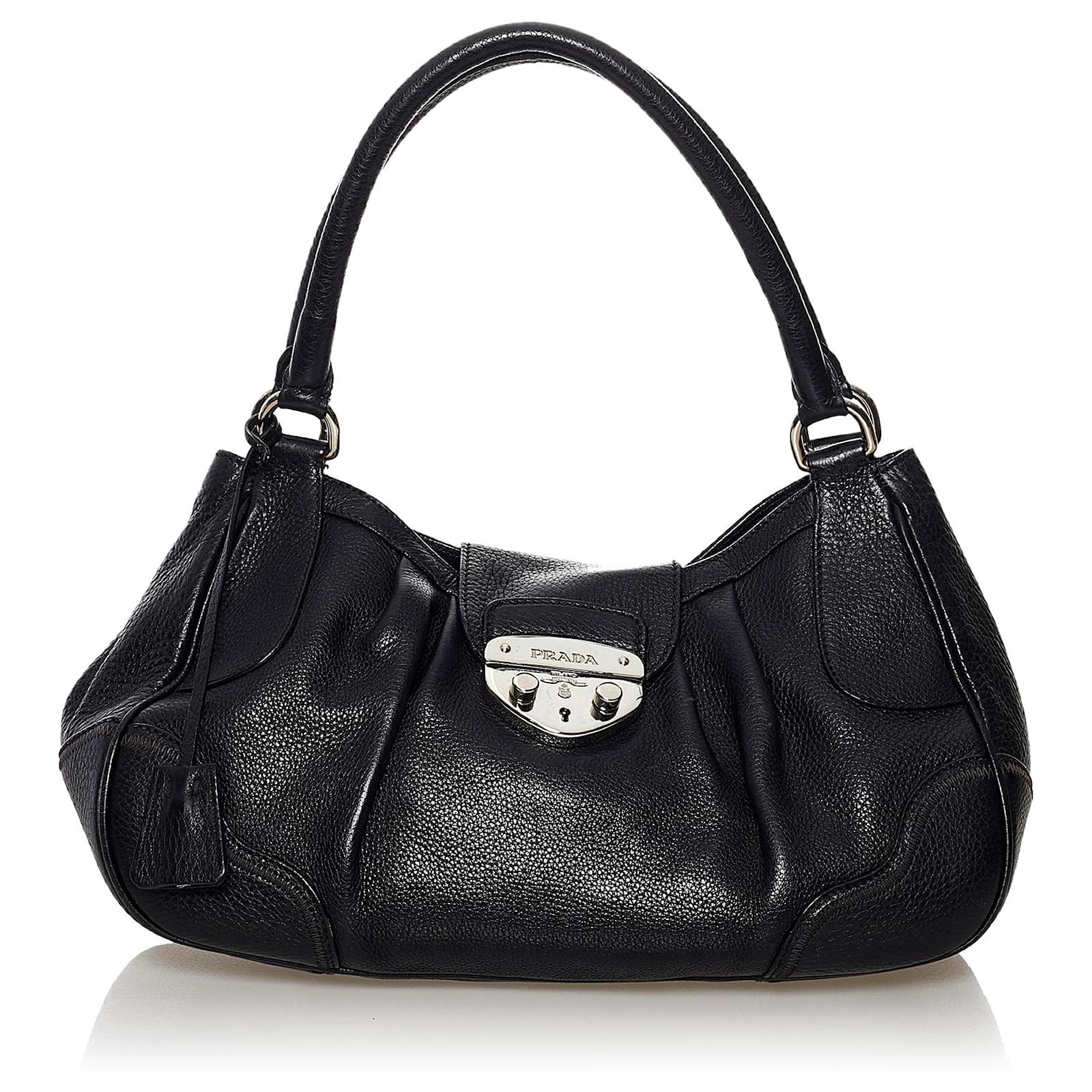 バッグ PRADA all leather sound lock hand bag PRADA all leather sound lock hand bag