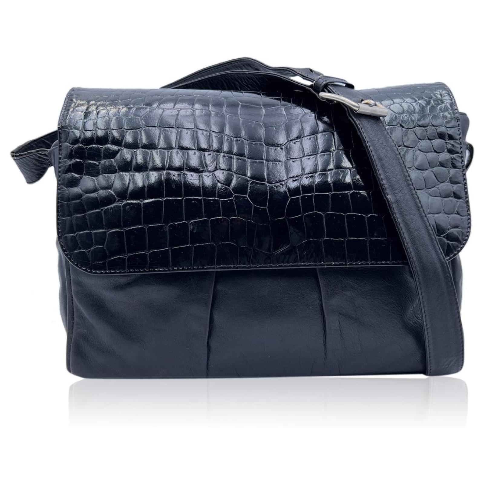 Croc Embossed Flap Crossbody Bag