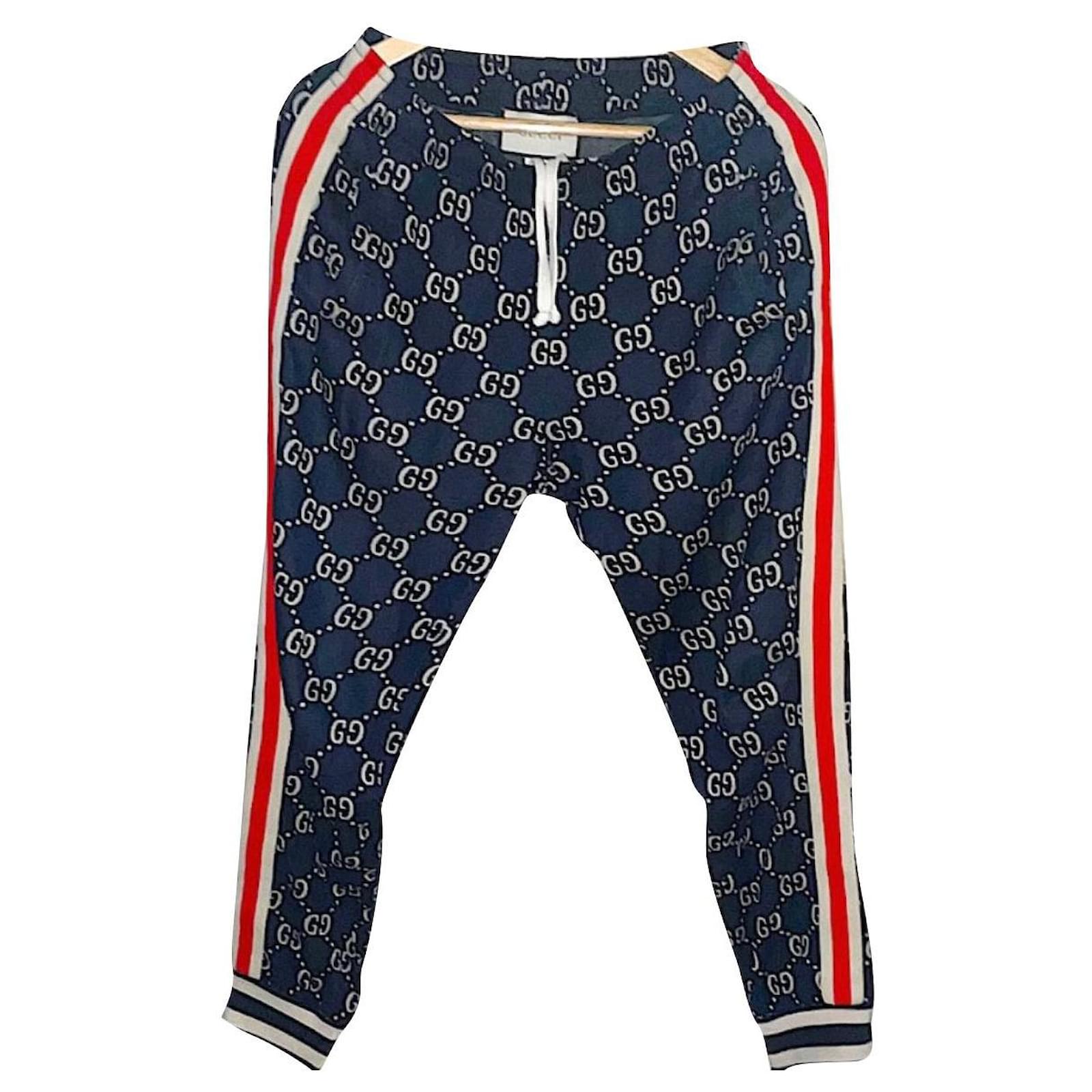 Gucci pantalones de chándal con GG y monograma Azul Algodón ref.564412 - Joli Closet