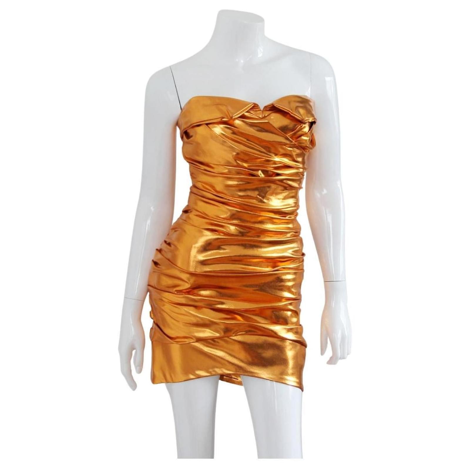DOLCE & GABBANA 2007 Orange Metallic Mini Dress Synthetic  - Joli  Closet