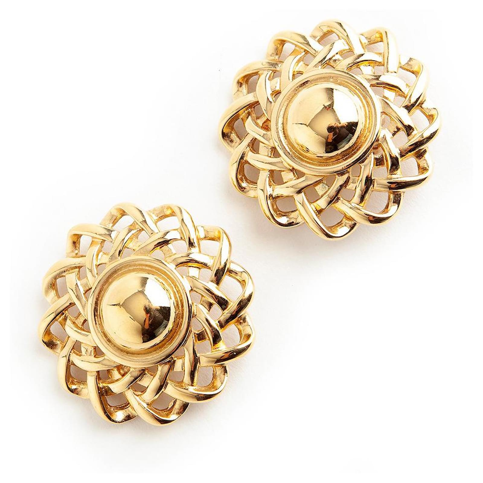 Vintage Givenchy sun clip on earrings Golden Metal  - Joli Closet