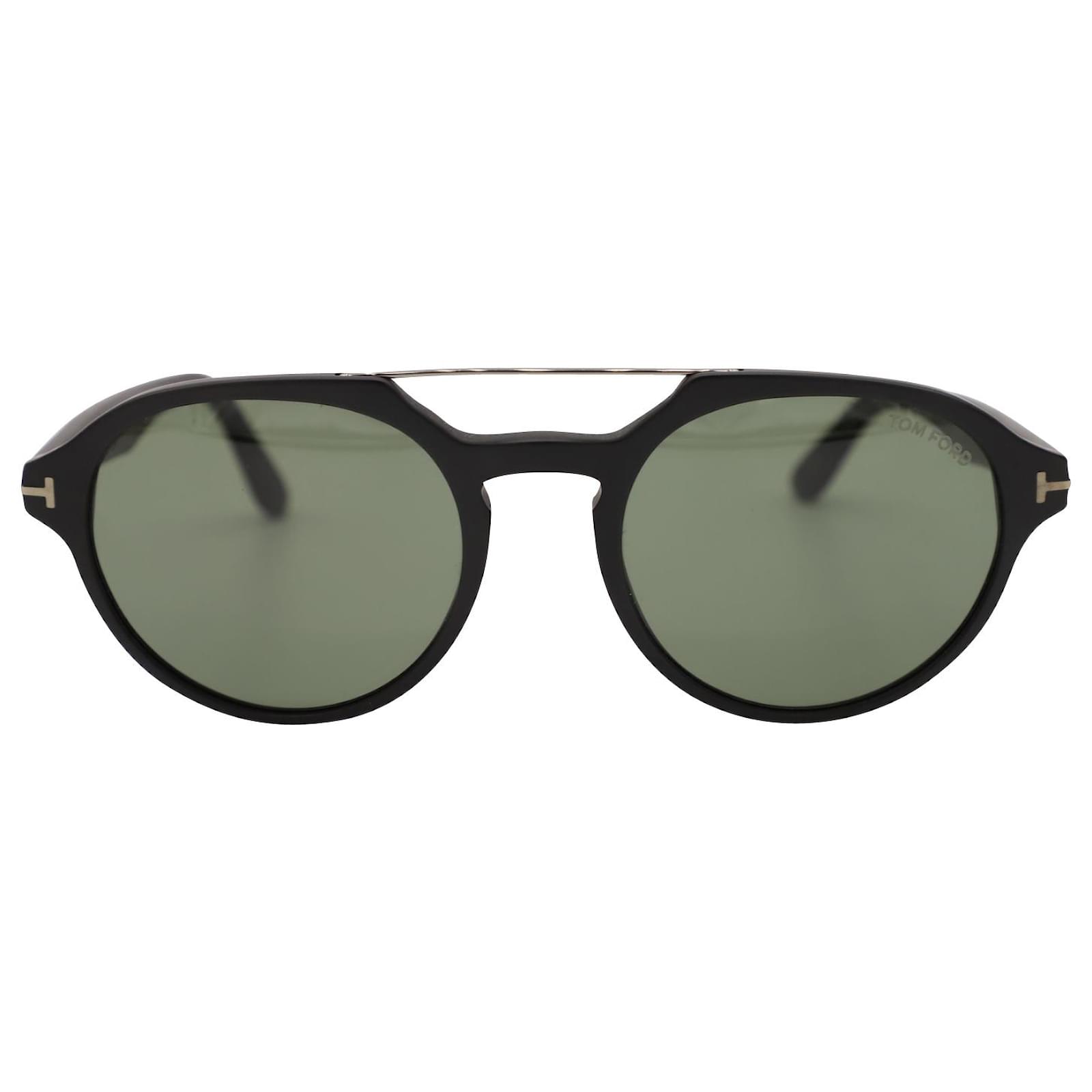 Tom Ford Black Stan TF696 Round Sunglasses in Black Acetate  -  Joli Closet