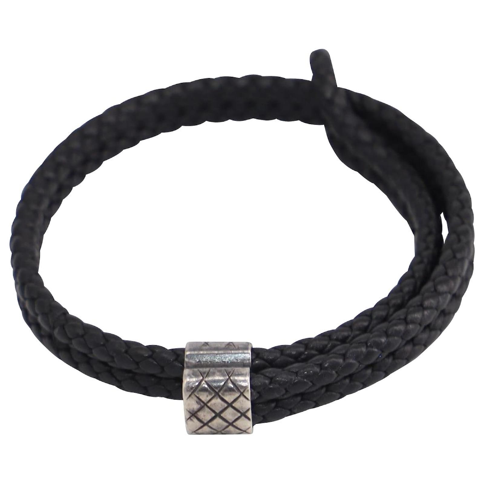 Bottega Veneta Black Intrecciato Leather Silver Tone Knot Bracelet Bottega  Veneta | The Luxury Closet