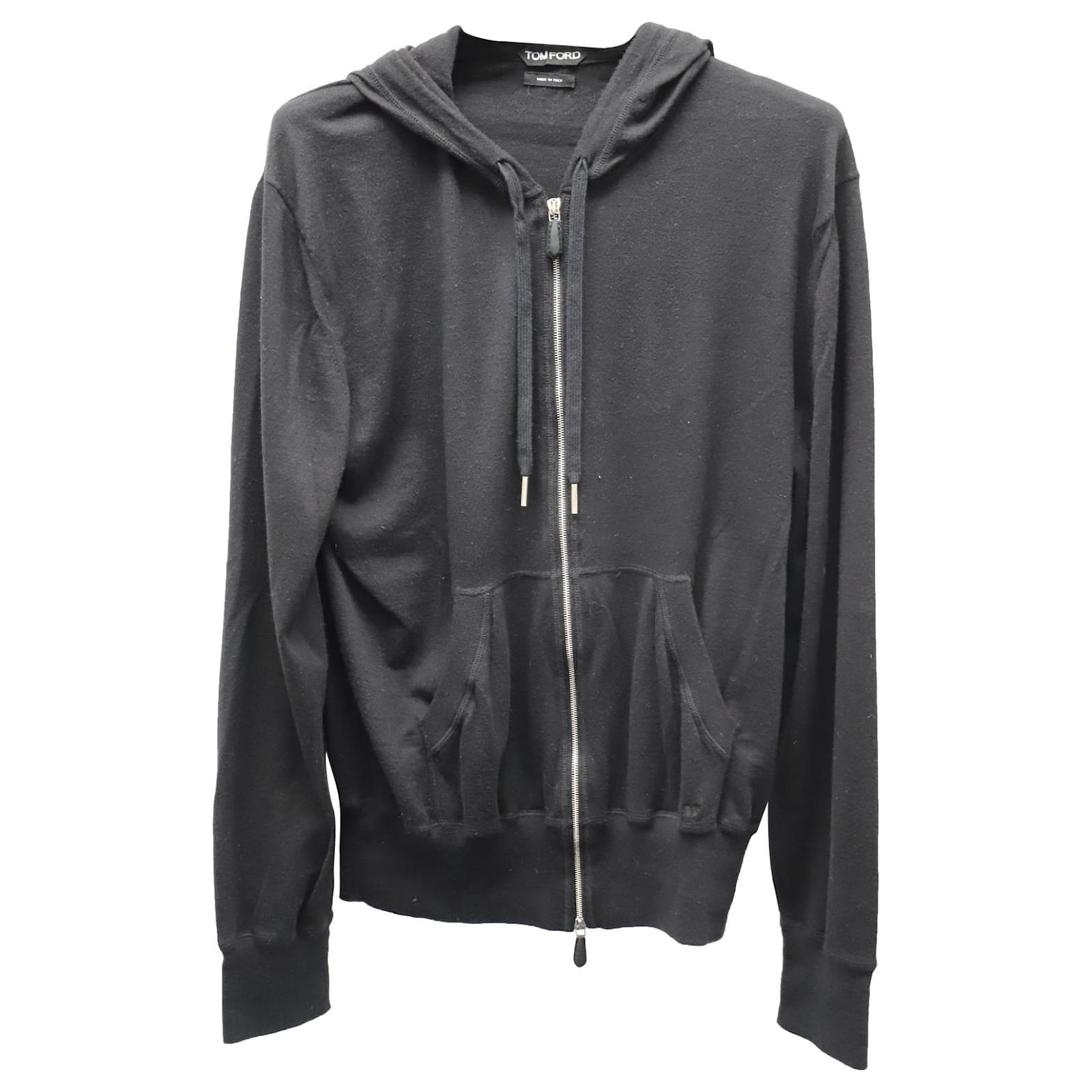 Tom Ford Zip Up Hoodie in Black Cotton  - Joli Closet