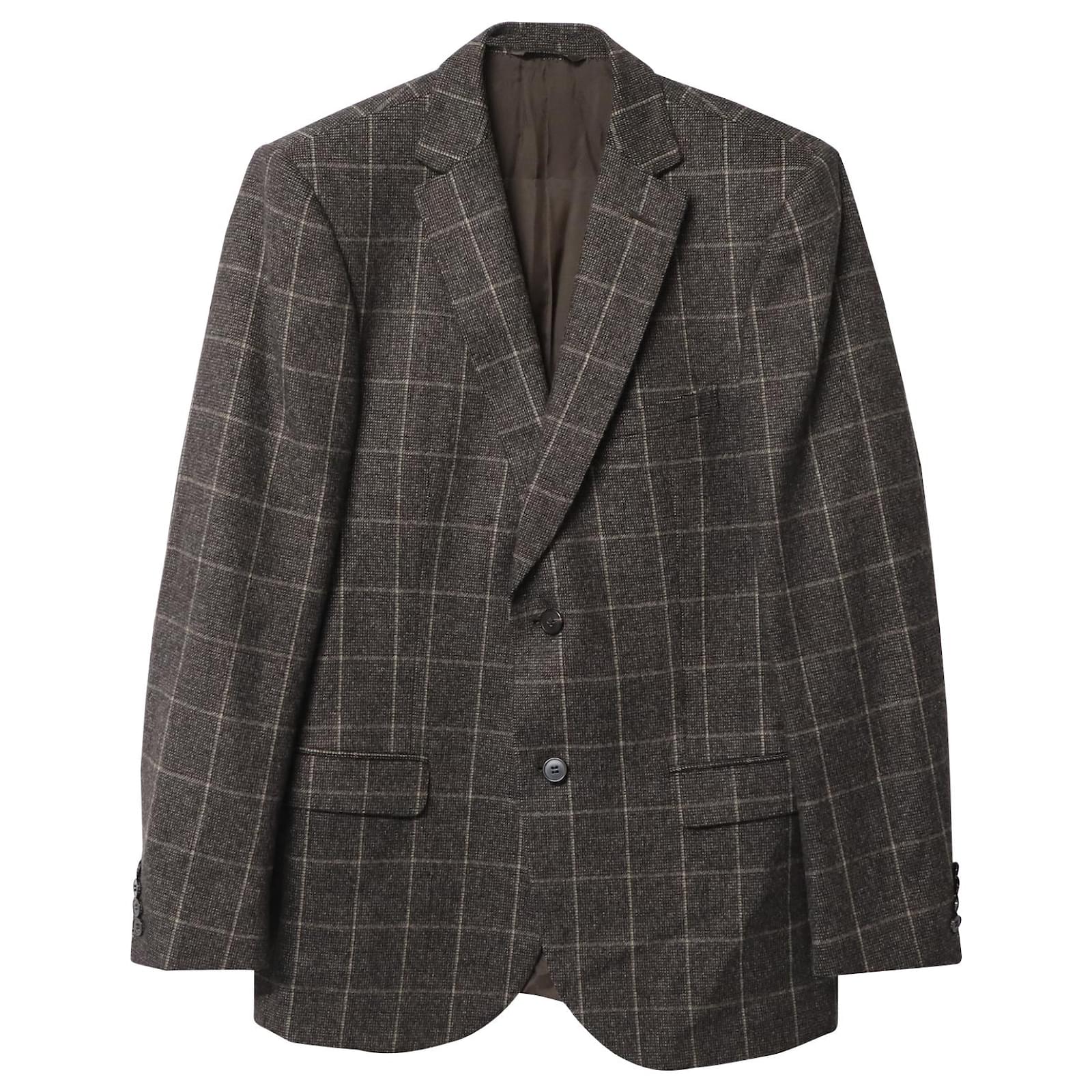 Ermenegildo Zegna Checked Suit Blazer in Brown Wool ref.JC565488