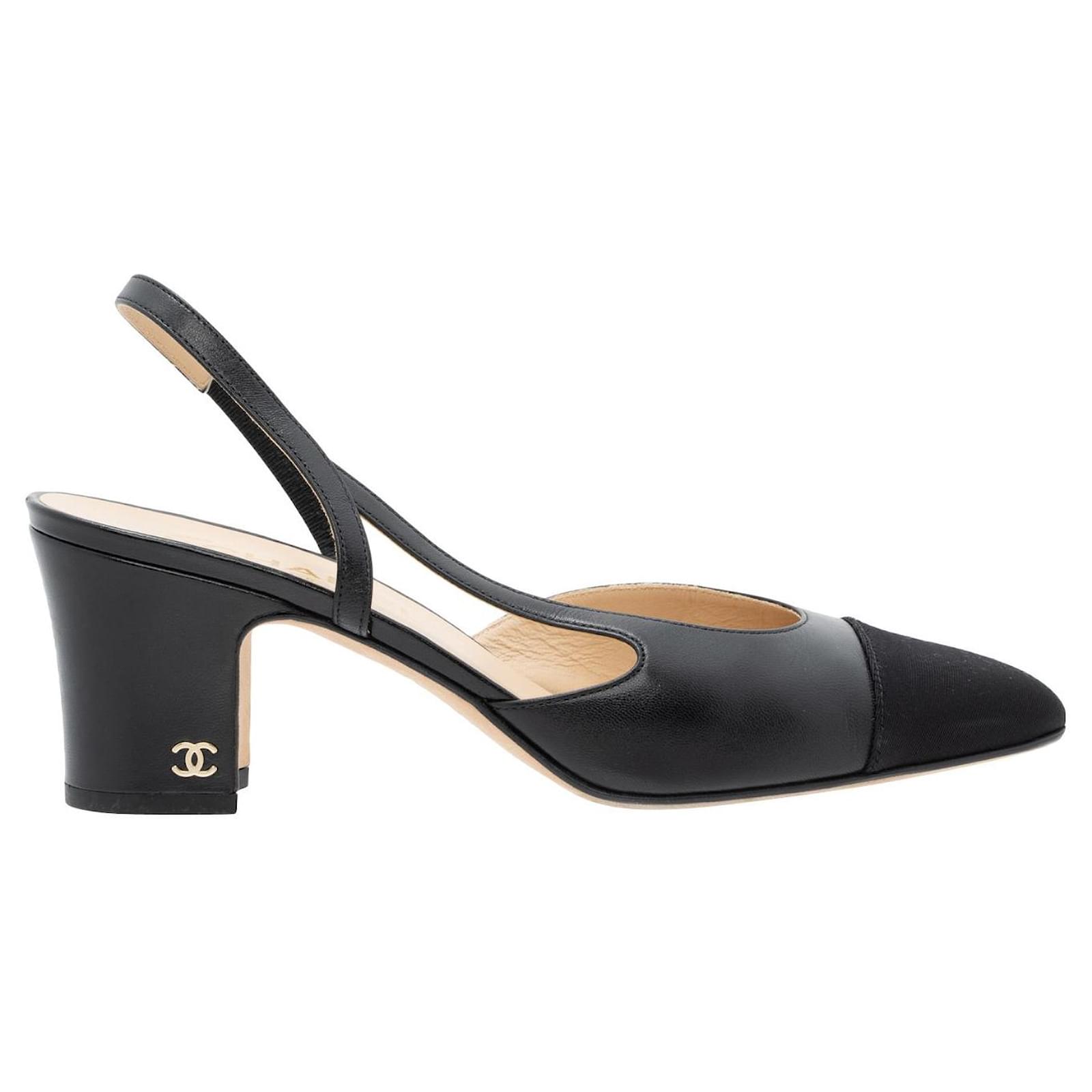 Chanel Patent Leather Cap Toe Slingback Pump - Chanel