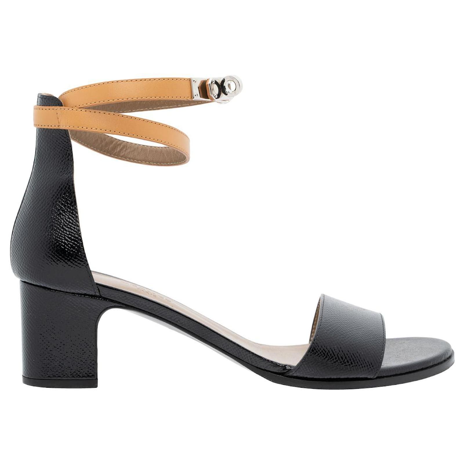 Leather Manege Ankle Wrap Sandals