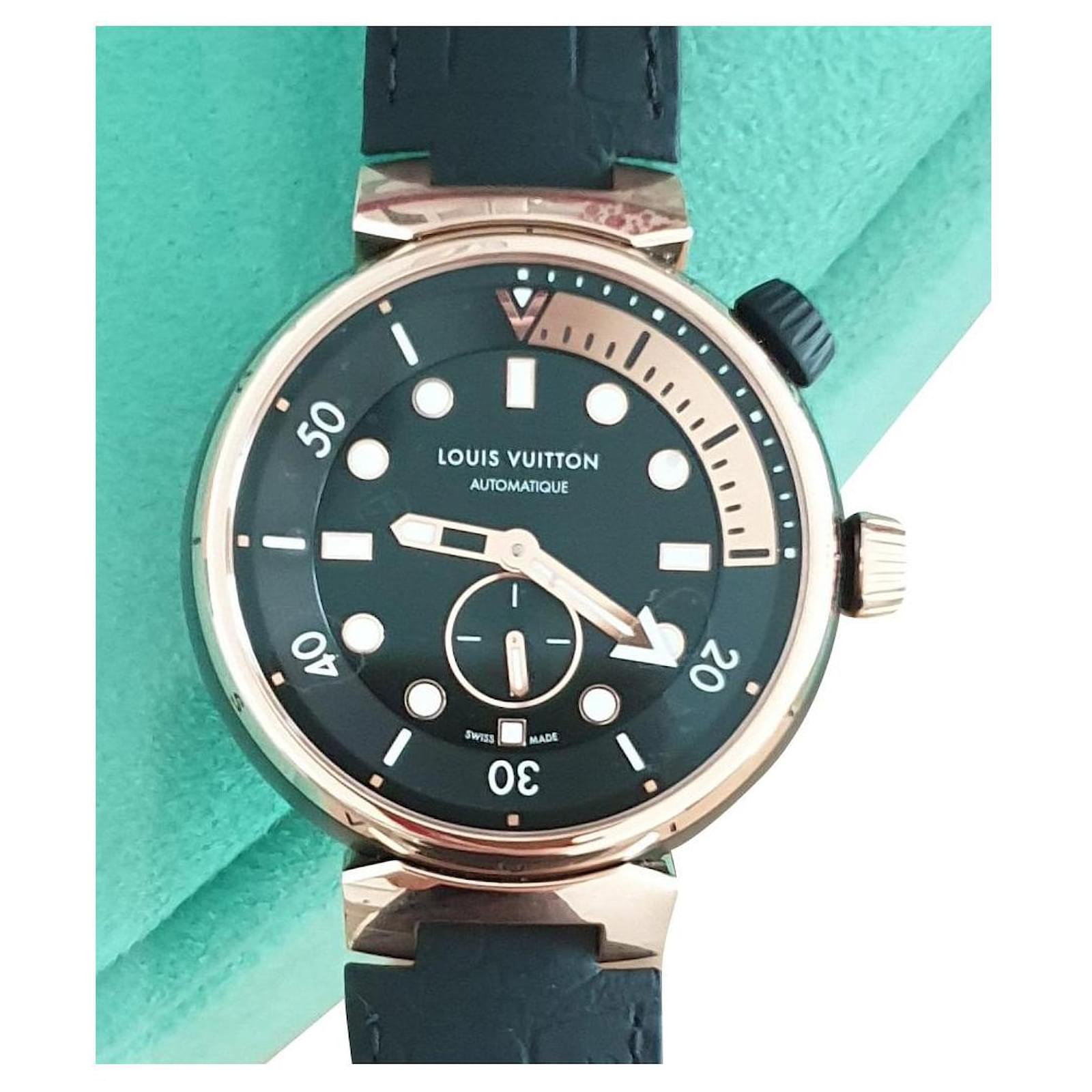 Louis Vuitton Automatic watches Black Pink gold ref.565794 - Joli Closet