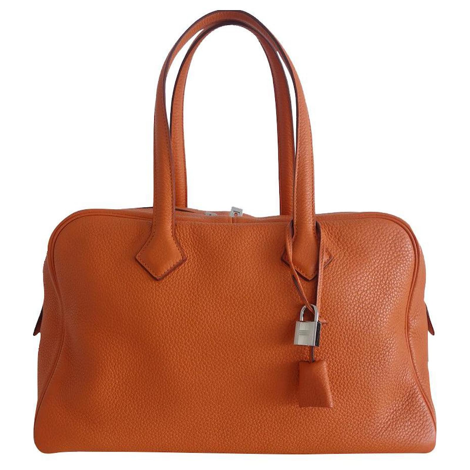 Hermès Hermes Victoria bag Orange Leather ref.566125 - Joli Closet